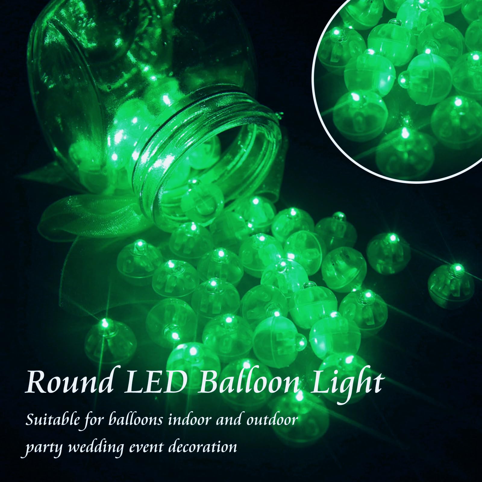 Chzk 50Pcs Balloon Lights Mini Led Lights Round Long Standby Time Ball Light Paper Lantern Balloons Lights For Birthday Party Christmas Halloween Decoration (50, Green)