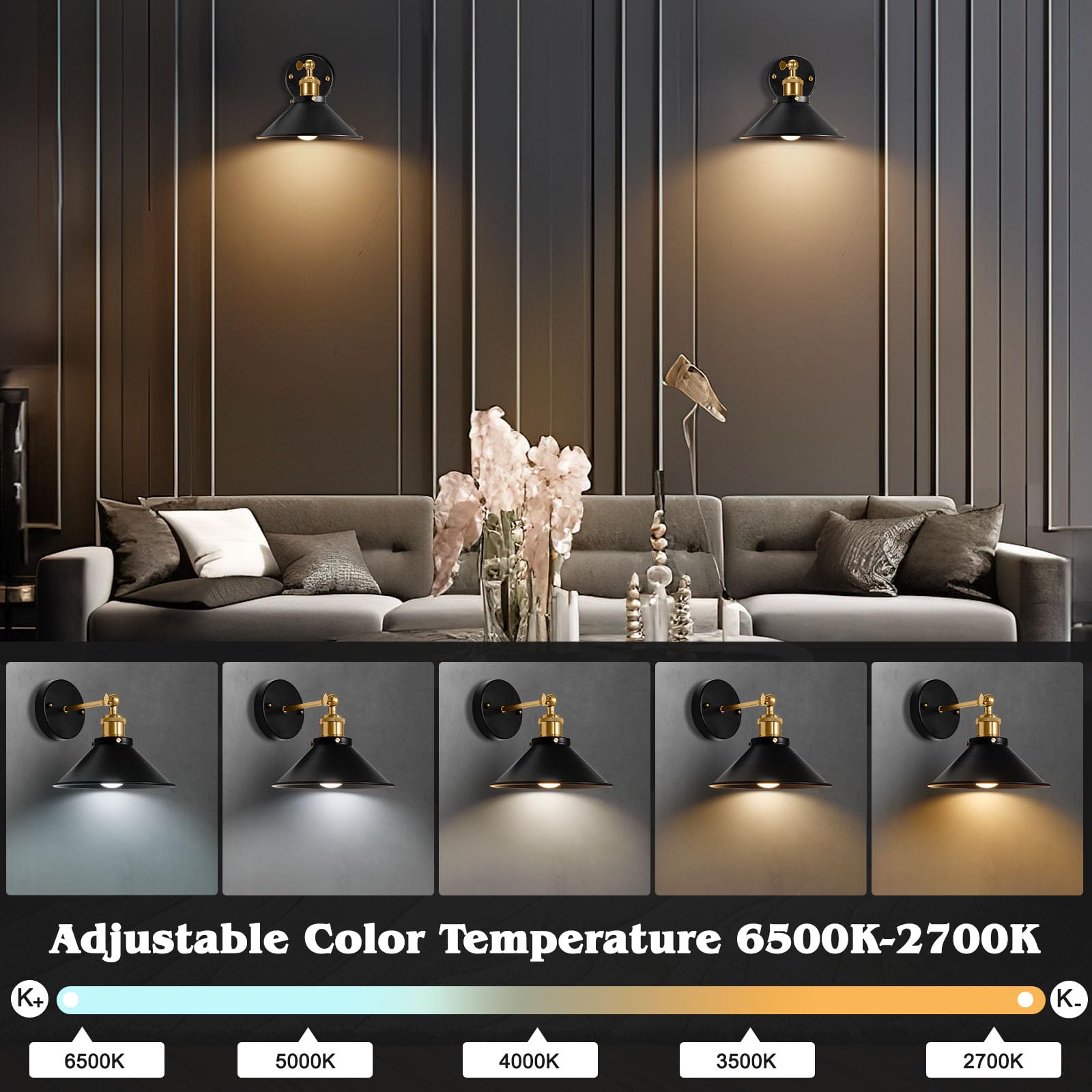 Merlight Battery Operated Wall Sconces Set, Wireless Wall Sconces With Dimmable Remote Control, Usb Charging, Warm White/Natural