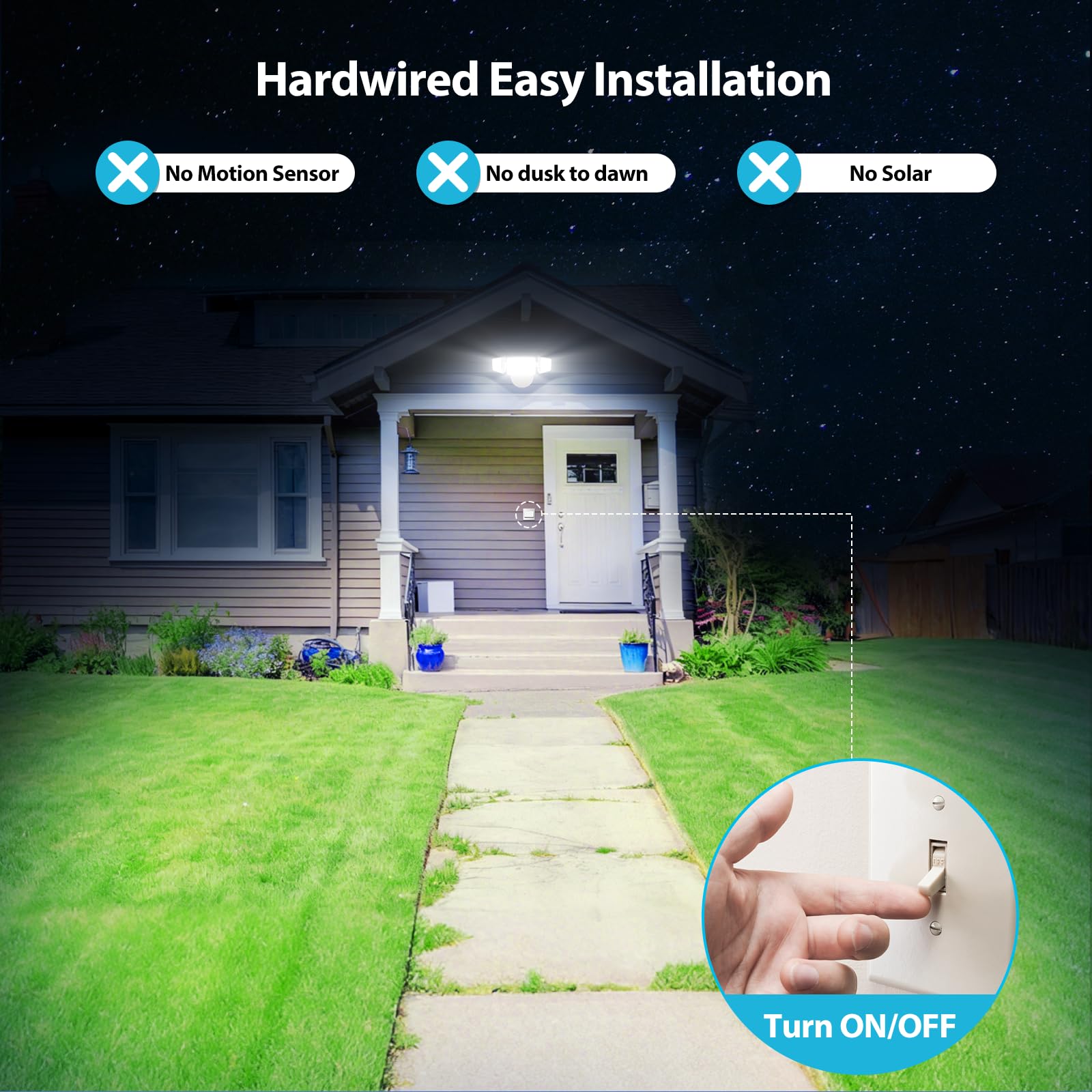 Olafus 55W Led Flood Light, 5500Lm Waterproof Security Light, 3 Adjustable Heads, 6500K, White, Model Bdb50-3