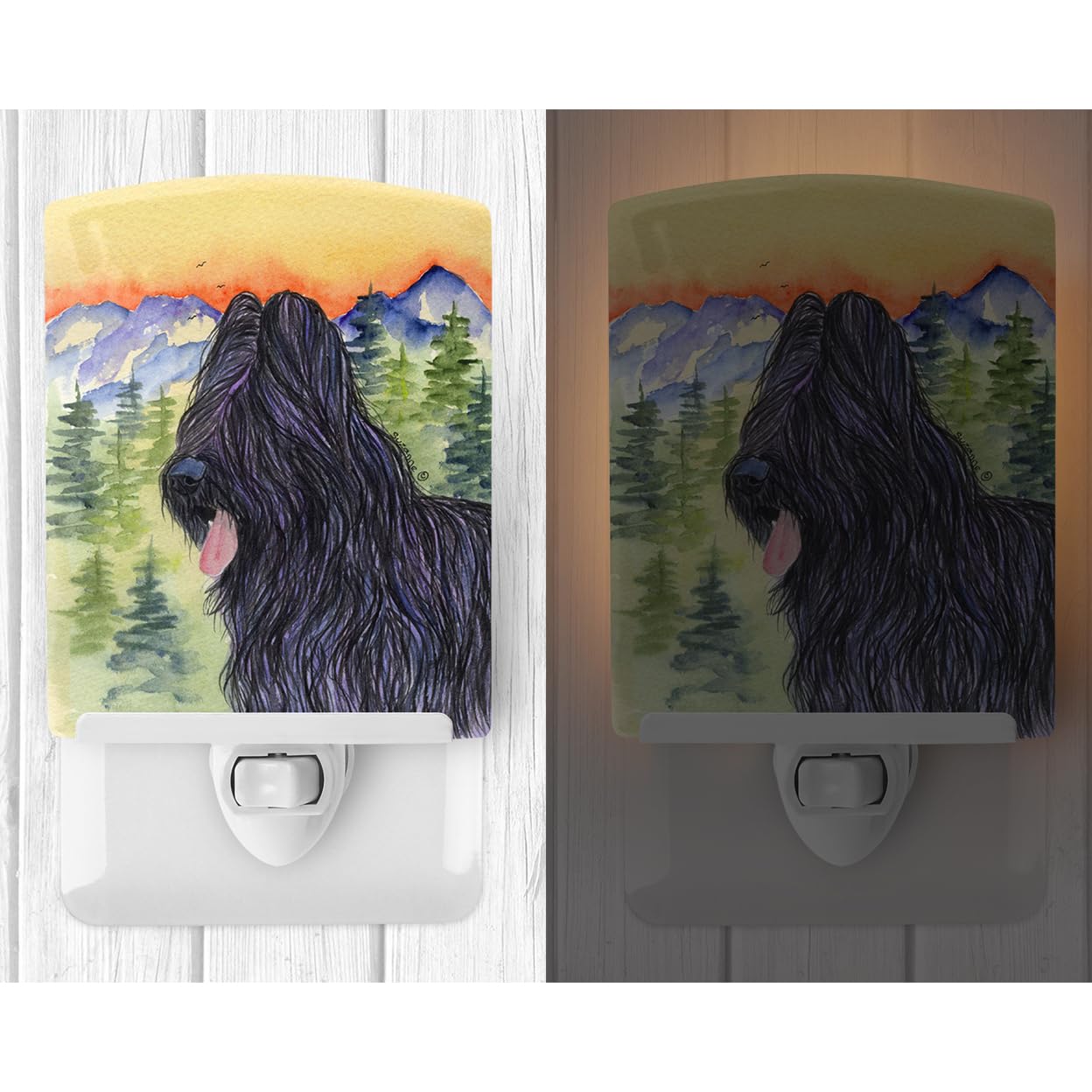 Caroline'S Treasures Ss8319Cnl Briard Ceramic Night Light Compact, Ul-Certified, Ideal For Bedroom, Bathroom, Nursery, Hallway, Kitchen, 6X4X3, Multicolor
