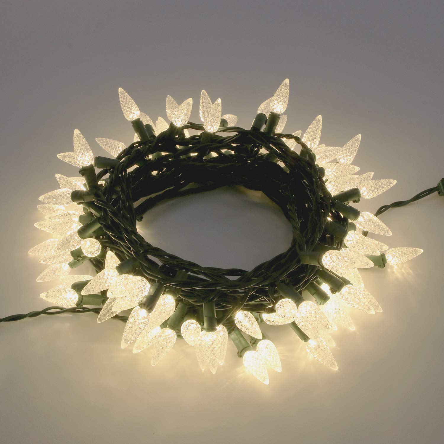 Philips C6 Christmas Lights - 100 LED Warm White, 35.33 Length, Green Wire, UL Listed for Indoor/Outdoor Use, Model 638000-278