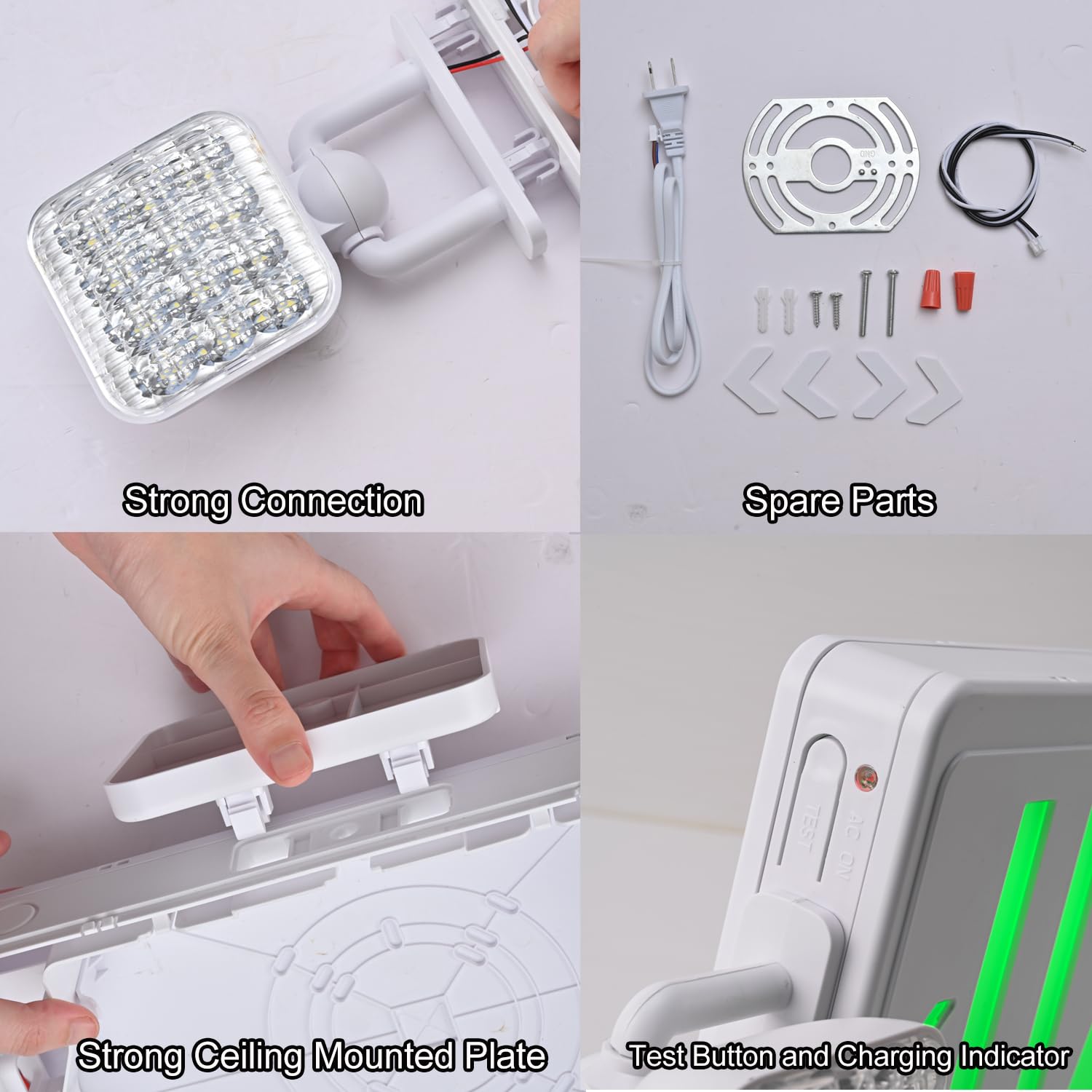 Apmeetlux Emergency Exit Sign - 200lm Battery Operated, UL 924, Green EXIT, White Housing, Model EMGT05-EXIT-G