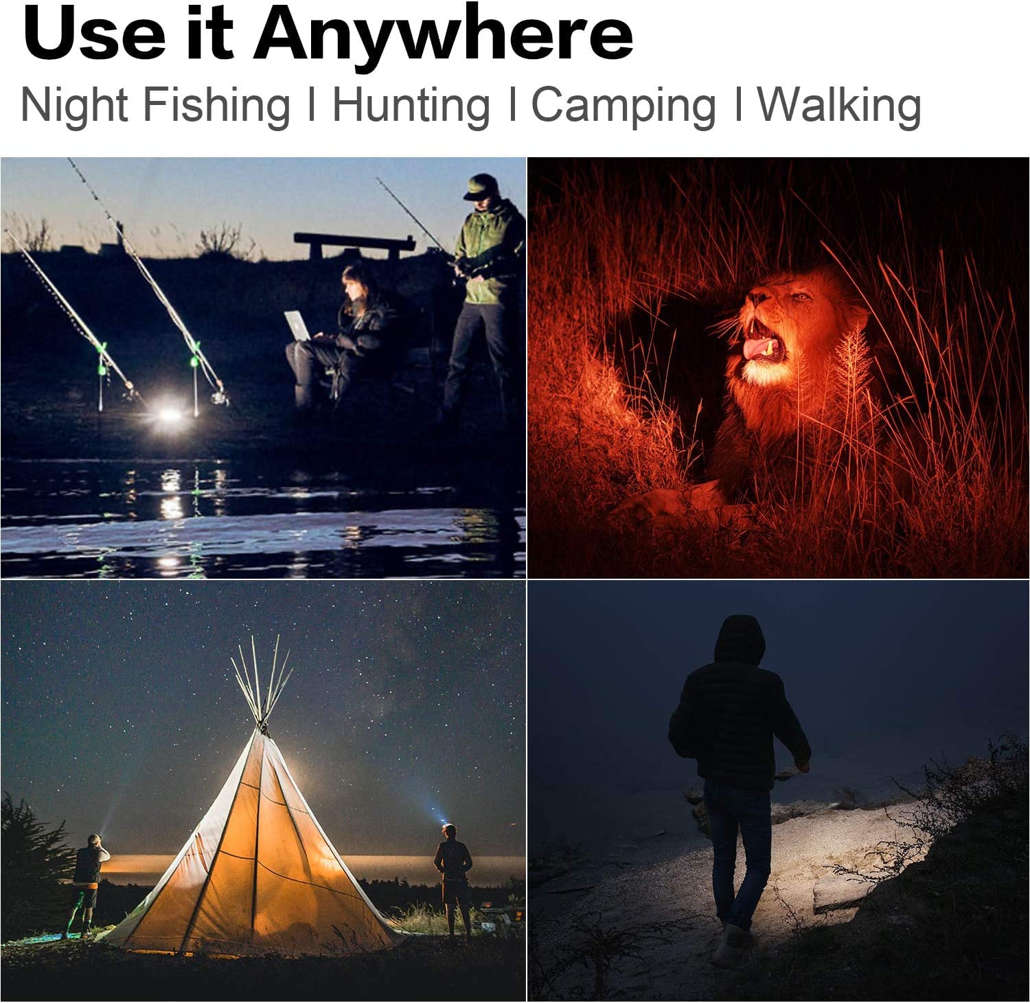 Buysight Rechargeable Spotlight Flashlight, Hand Held Spotlight 200,000 Lumens Waterproof Flashlight Hunting Lamp With Red Filte