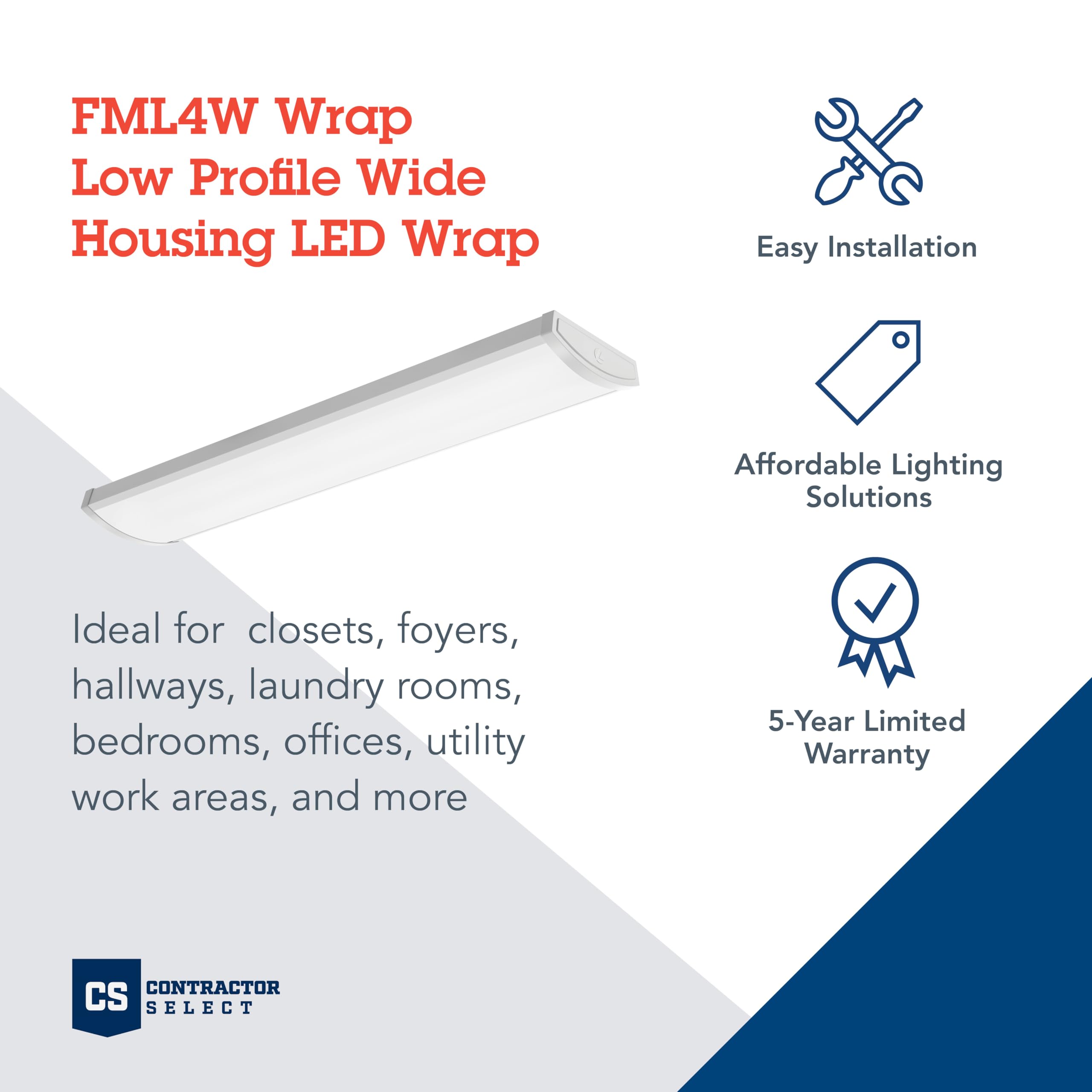 Lithonia Lighting 4-Foot Fml4W 10-Inch Wide Housing 4000K Cool White Led Wraparound 5000Lm With 0-10 Volt Dimming, White (Fml4W