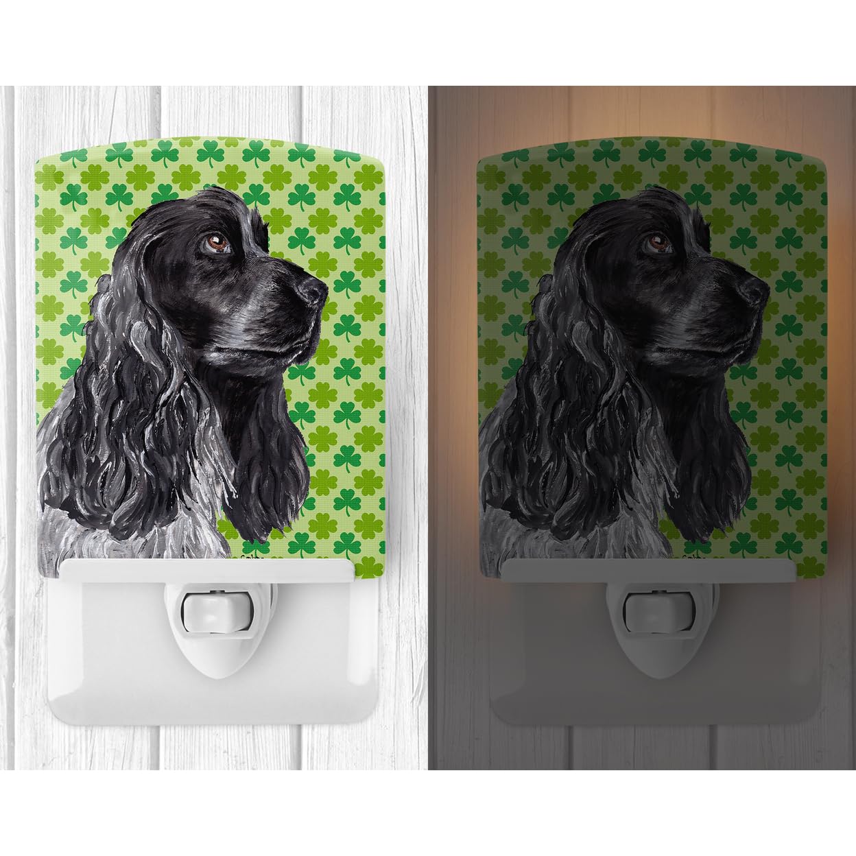 Carolines Treasures Ceramic Night Light, Black Cocker Spaniel, UL-Certified, 6x4x3in, Multicolor, Model SC9568CNL