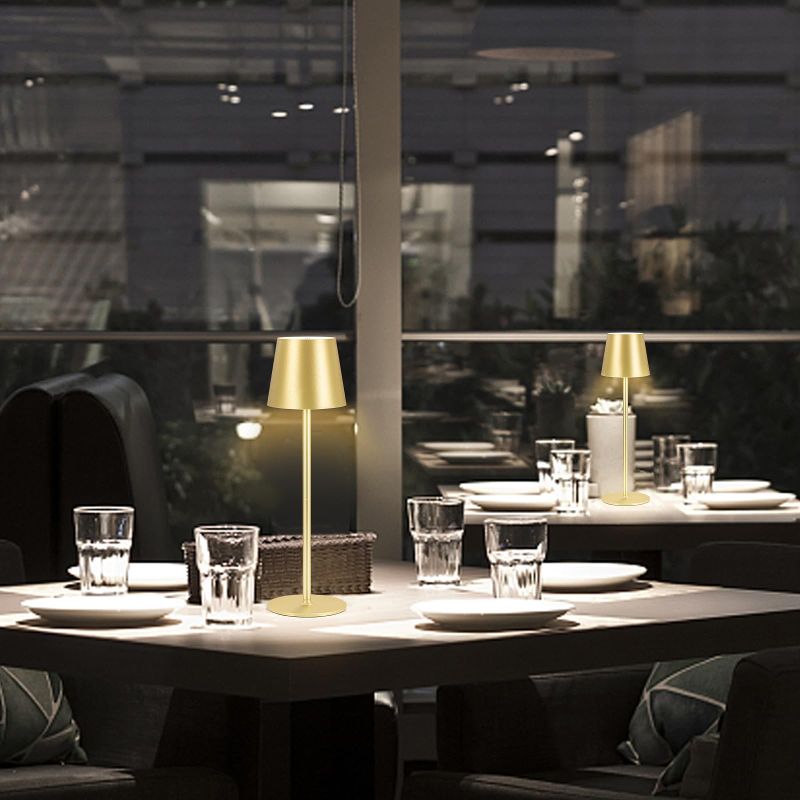 Imqsqik 2 Pack Cordless Table Lamp, 5000Mah Portable Rechargeable Led Desk Lamp (Gold)