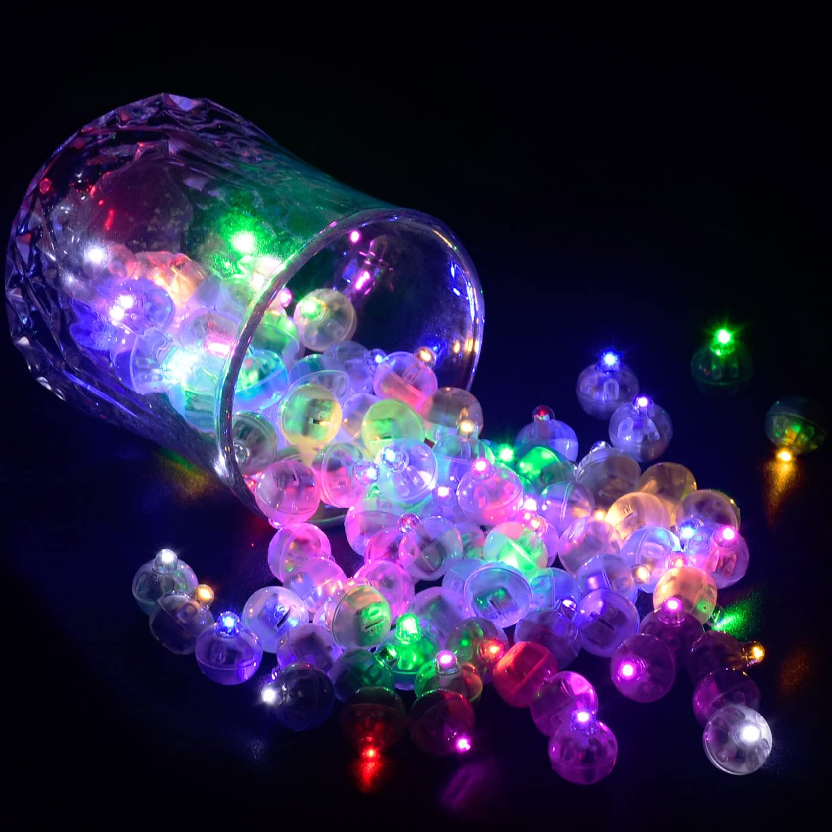 Jjgoo 50Pcs Mixed Color Led Balloon Light Mini Round Balls Lights, Waterproof Tiny Light Long Standby Time Lights For Balloon Paper Lantern Easter Eggs Birthday Party Wedding Christmas Decoration