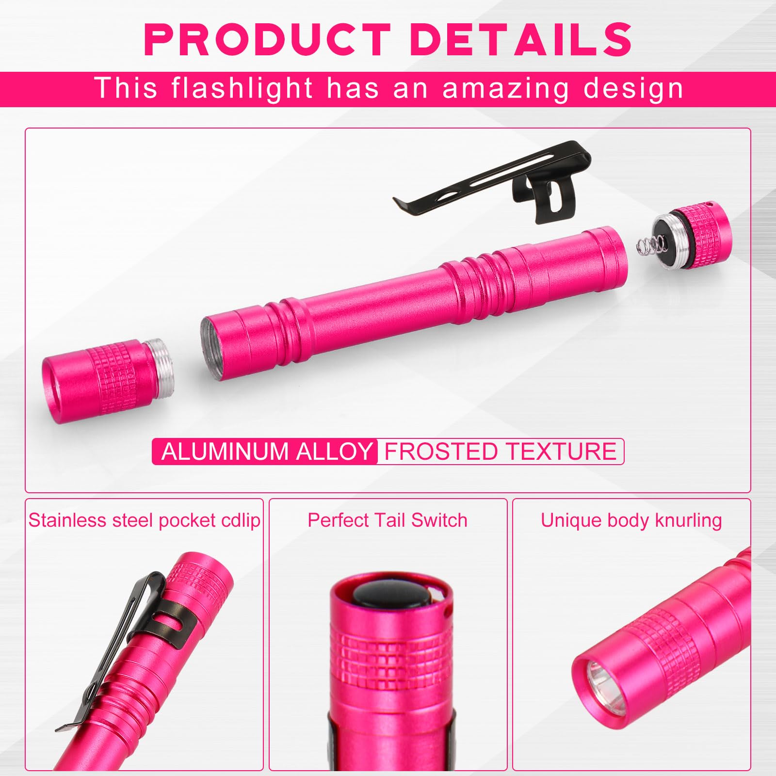 Small Roses That Flashlights Hortsun Mini Pen Light Flashlights, 5.12 Inch, Aluminum, Rose Pink, Pa ...