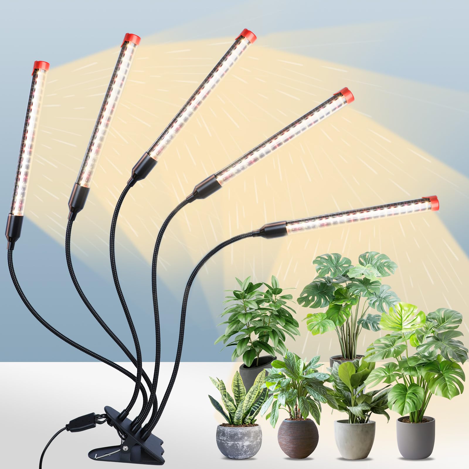 Gamechanger! 45W  Not 15W  5Head Strong Clip Grow Lights For Indoor Plants With Timer  Best Gift For Plants Lover  Led Plant Growing Lamp For Houseplants  Bonsai  Seed Starting  Seedlings  Veg  Flower