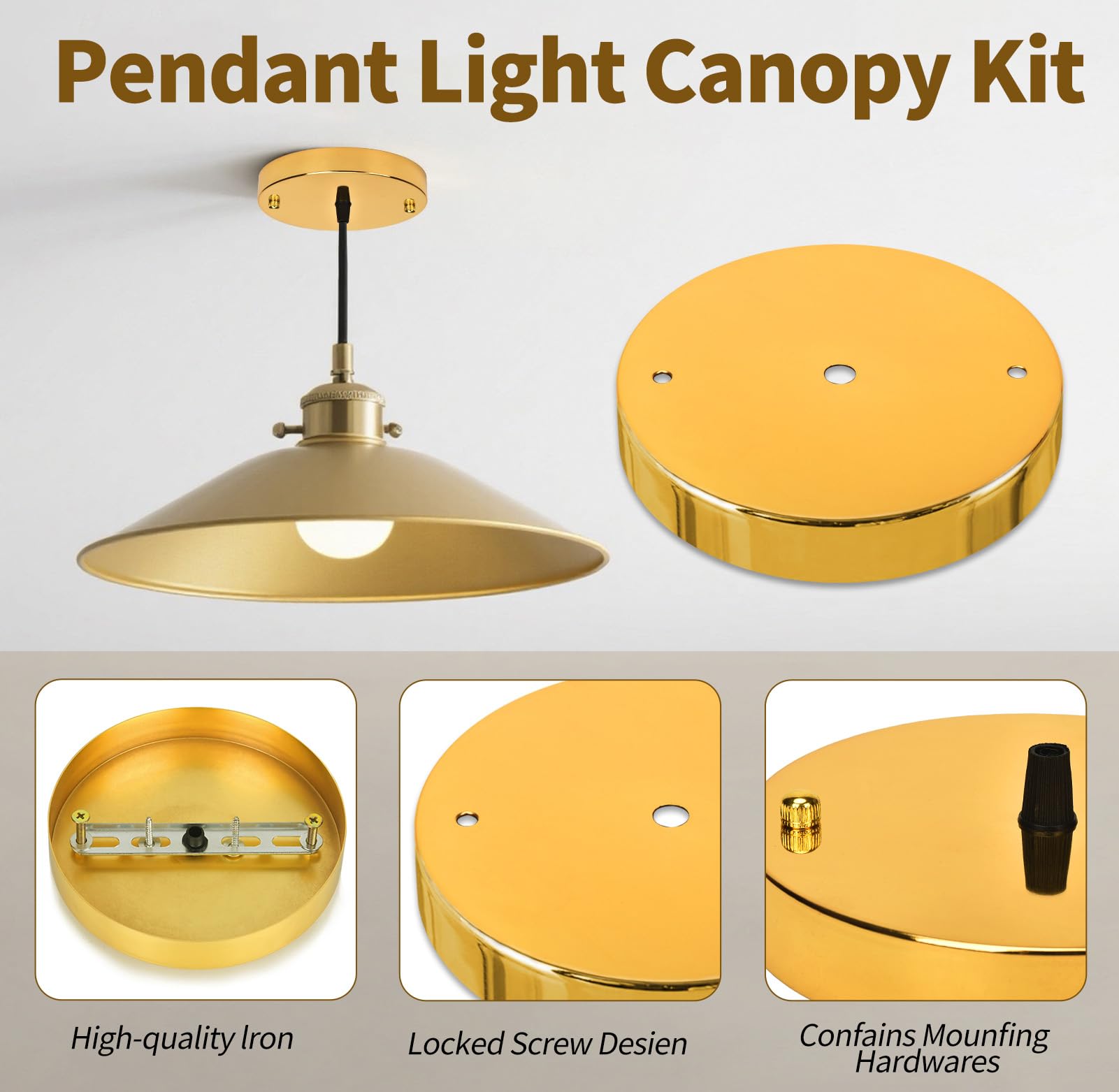Sangle Sopffy Pendant Light Canopy Kit  4.7 Inches Ceiling Lighting Canopy Kit With All Mounting Hardware Modern Chandelier Ceiling Plate Cover For Pendant Lighting Fixtures (Copper Gold  4.7Inch)