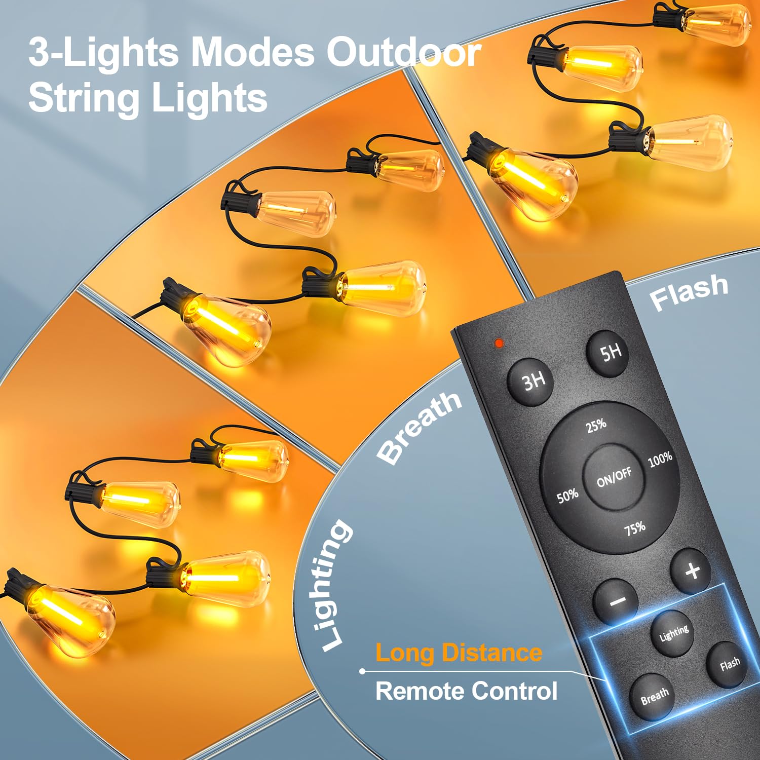 Outdoor String Led Patio Lights - 200Ft 60M Outside Waterproof Light With Remote Dimmable St38 Shatterproof Bulb Connectable Han