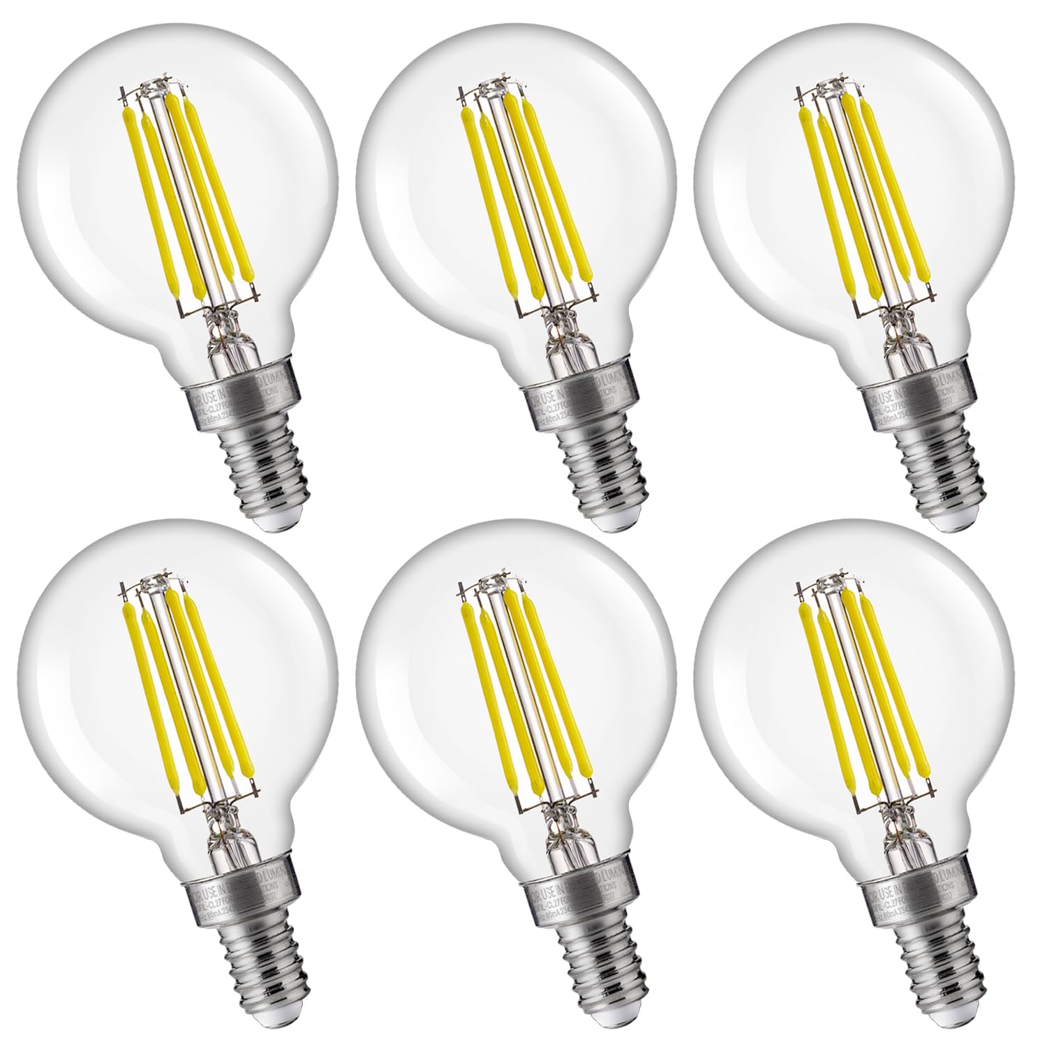 Flsnt 60W Equivalent Led Globe Candelabra Bulbs, Dimmable G16.5 Led E12 Chandelier Light Bulbs, 550Lm, Cri90, 5.5W, Ac 120V, 6 P