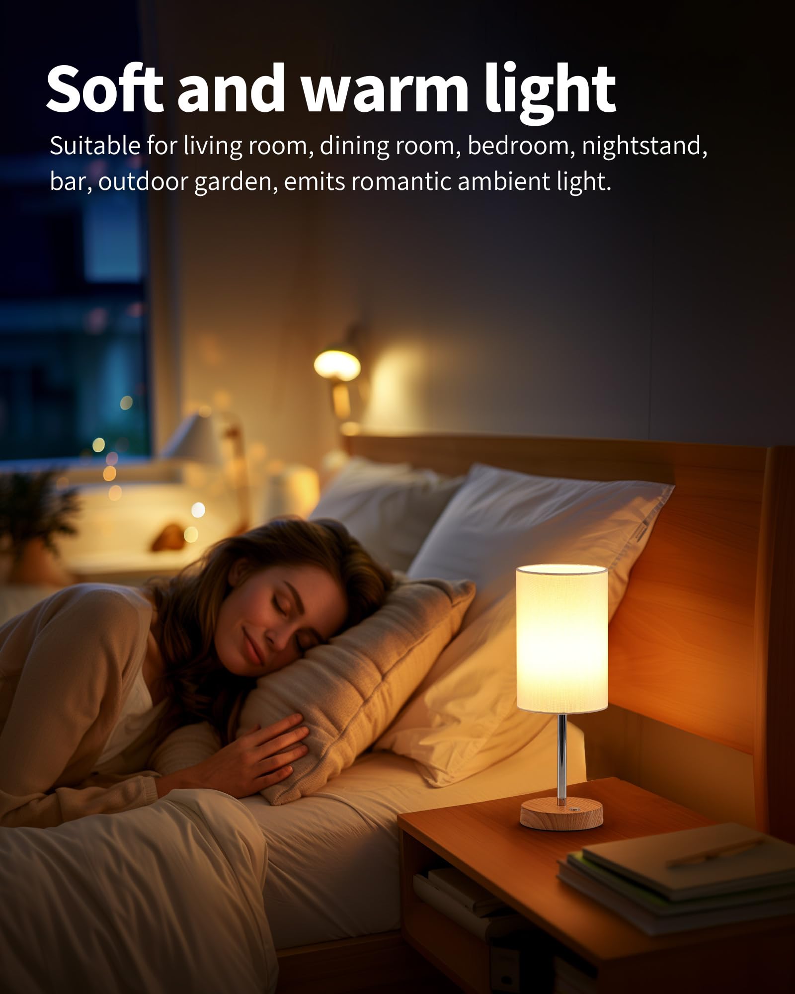 KDG Cordless Table Lamp - 5000mAh LED, 3 Brightness Levels, Silver + Beige, Portable Bedside Light for Living Room, Bedroom, Dining Room