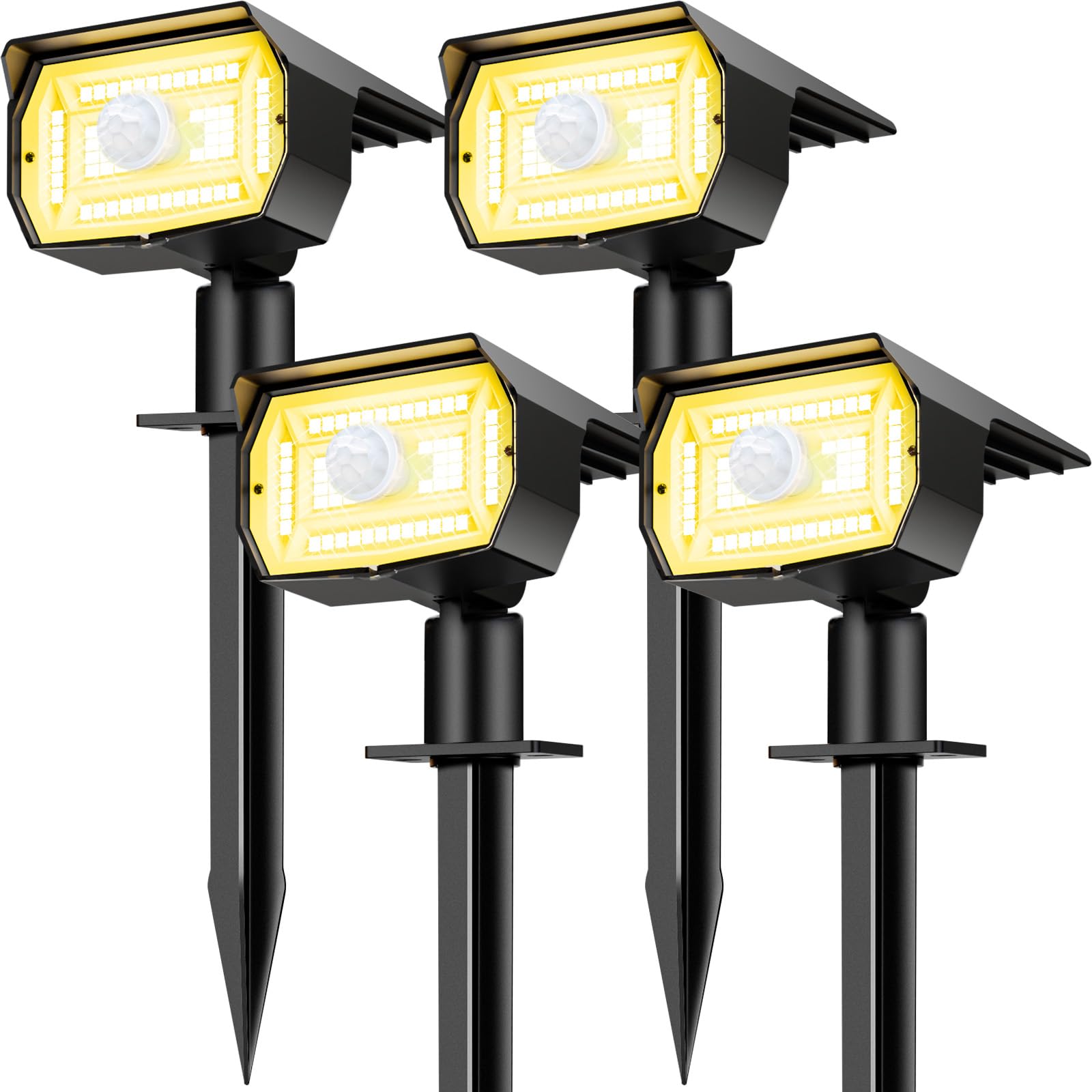 Outdoor Motion Sensor Spot Lights with 3 Modes, 4 Pack/56 LED 2-in-1 Auto On/Off Solar Landscape Lighting for Outside Yard, Wall