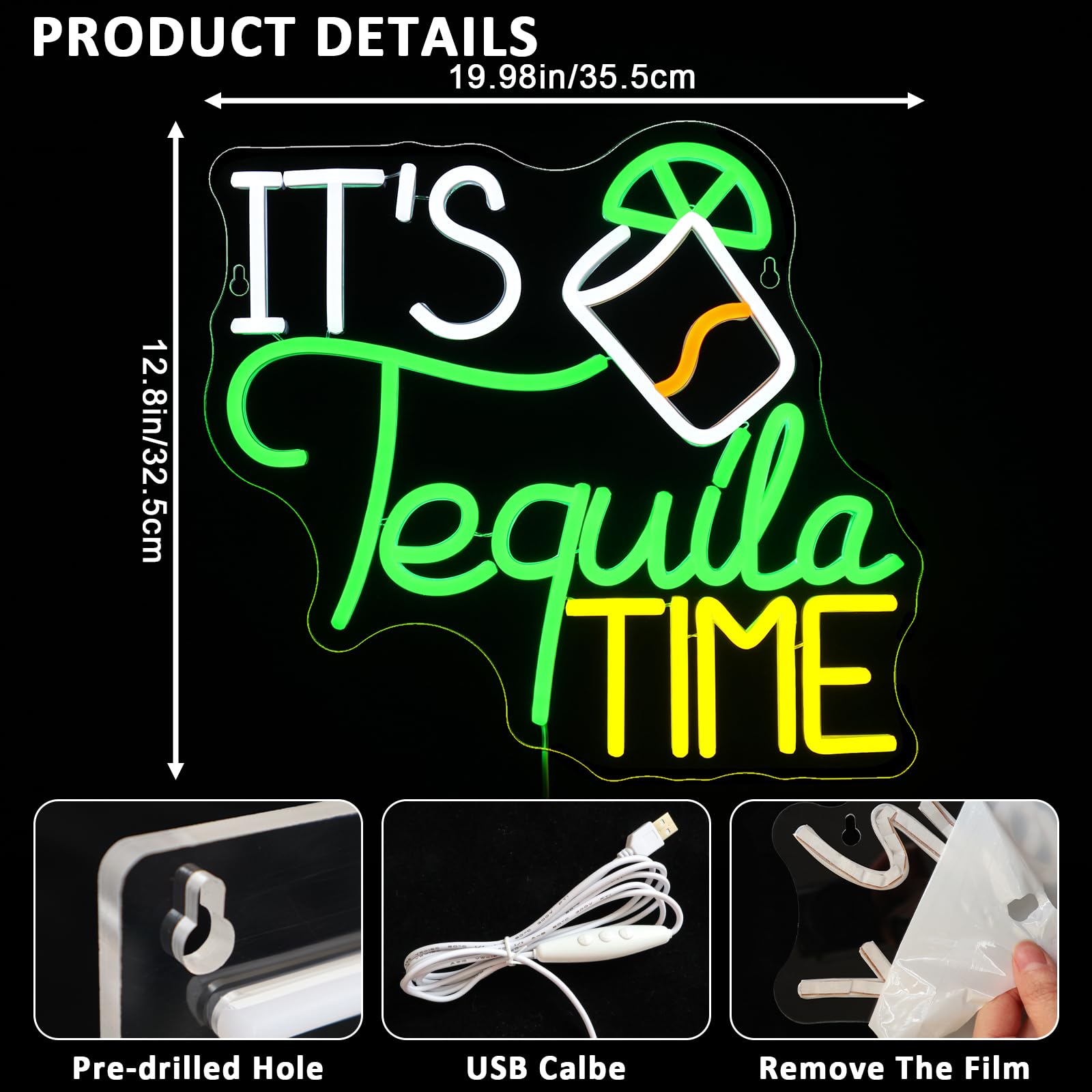 PMCVYH Neon Sign for Wall Decor, USB Dimmable LED Light, 13.98 x 12.8 inches, Multi-colored Acrylic
