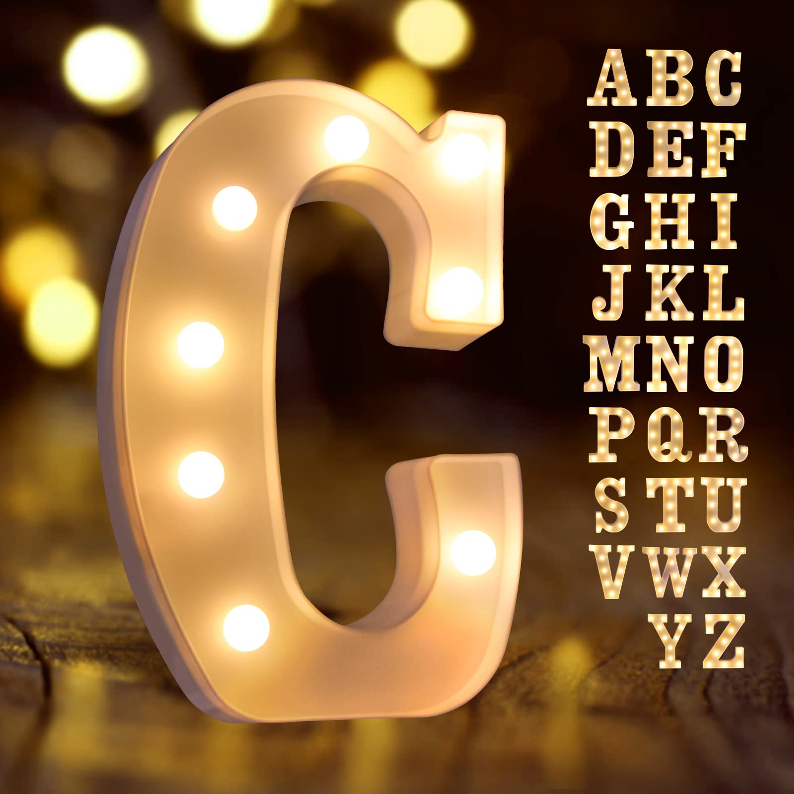Laerjin Letter Lights-C, Light Up Letters, Marquee Letters with Lights, Decorative Led Light Up Number