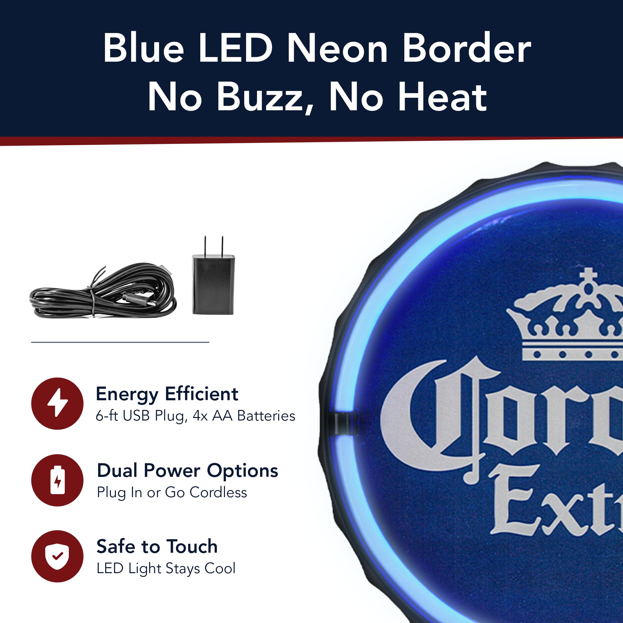 American Art Decor LED Neon Rope Sign - Battery & USB Powered - 12in - Plastic - Corona Extra