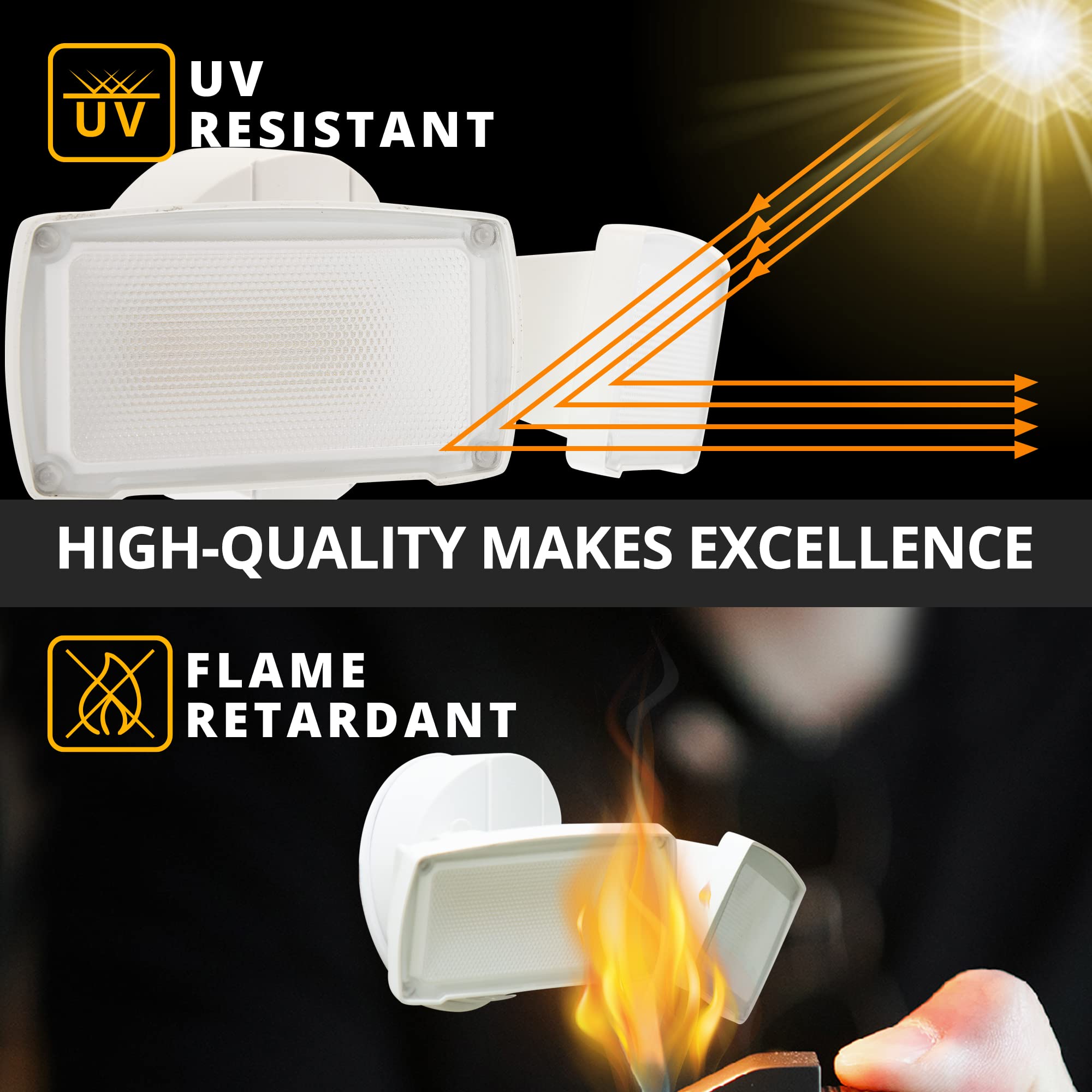 UME LED Security Light 2-Pack, 19W, 2000LM, 5000K, IP65 Waterproof, Adjustable Heads, White, Model 7635419331-2PCS