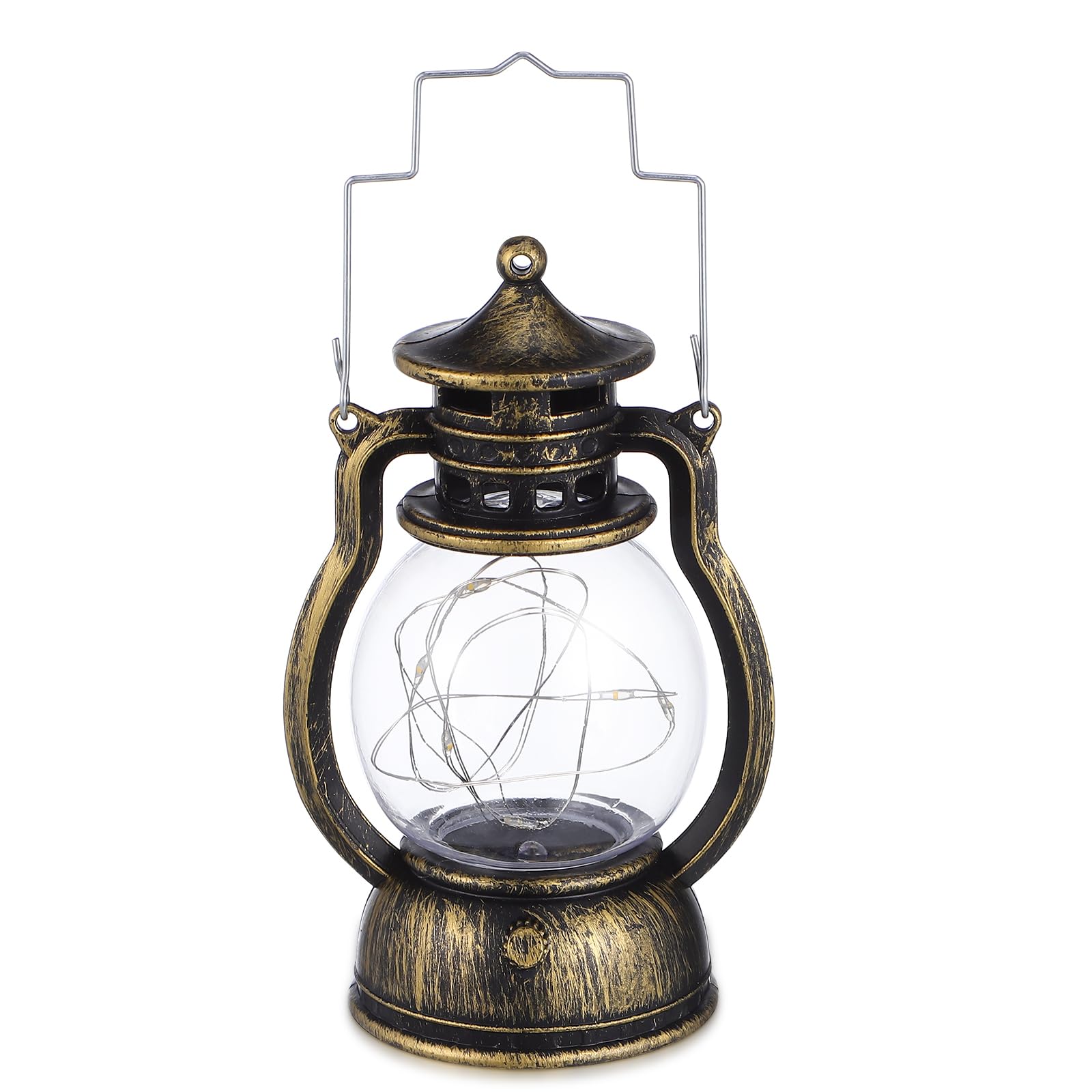 NUOBESTY 1pc Retro Handheld Lantern Creative Golden Plastic Vibe Lamp for Home Bar Scene Decoration (with Battery)