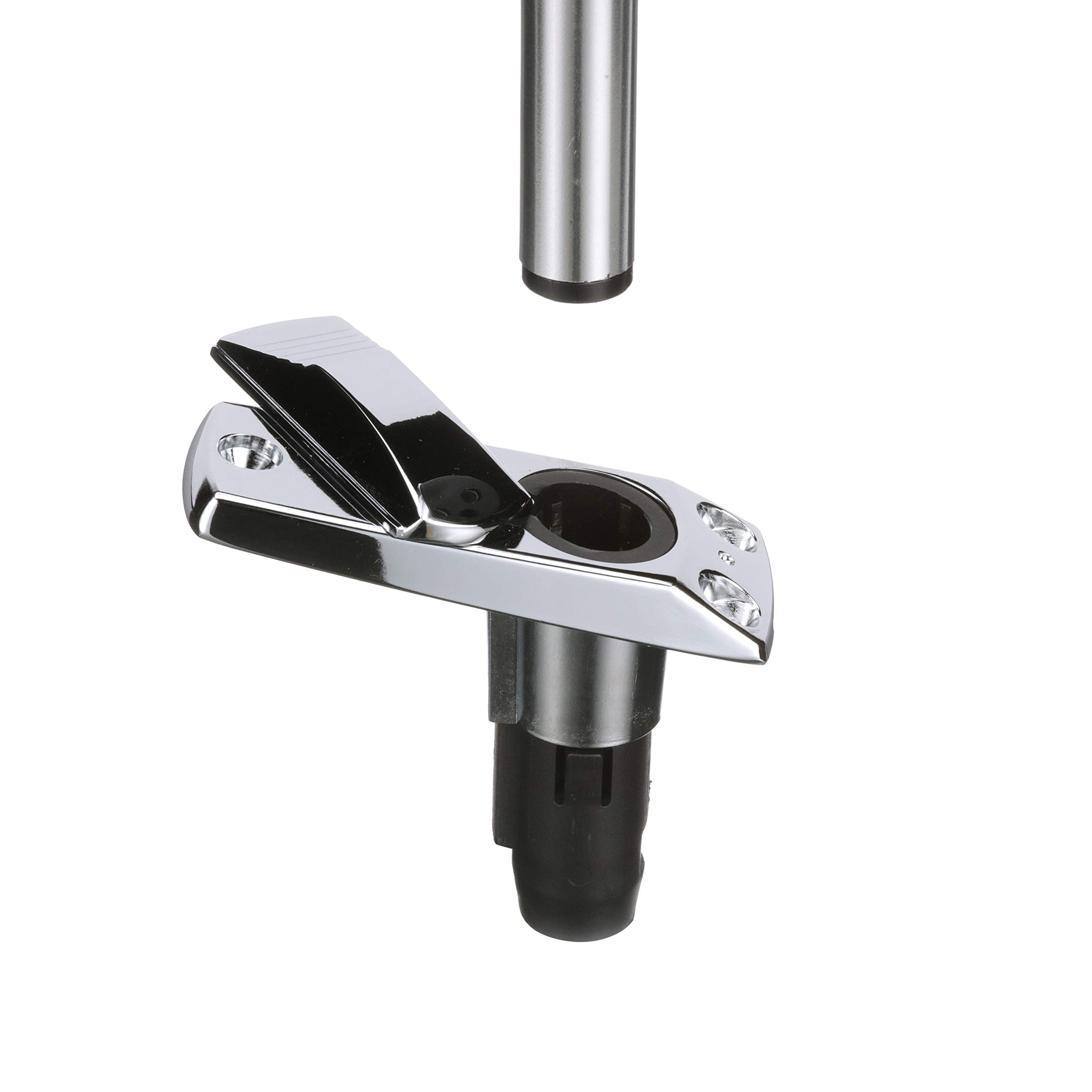 Attwood 911339-7 Rectangle 2-Pin Base For 12-Degree Angled Light Pole, Swivel Cover, Zamak Finish, 4 Inches X 1 5/8 Inches