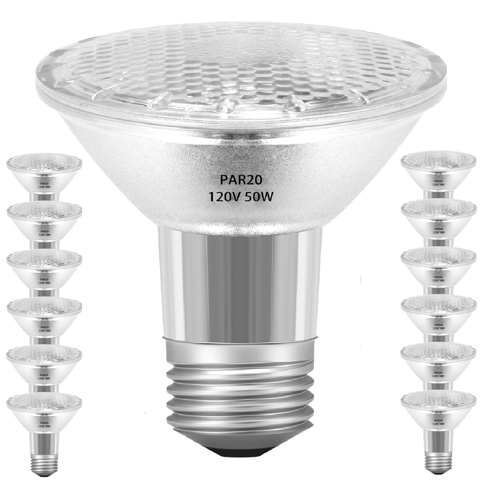 Jaenmsa Par20 Halogen Floodlight Bulb 120V 50W, Par20 Flood Bulb 50 Watt 120V, 12 Pack Dimmable Reflector Par20/Fl25 Halogen Bul