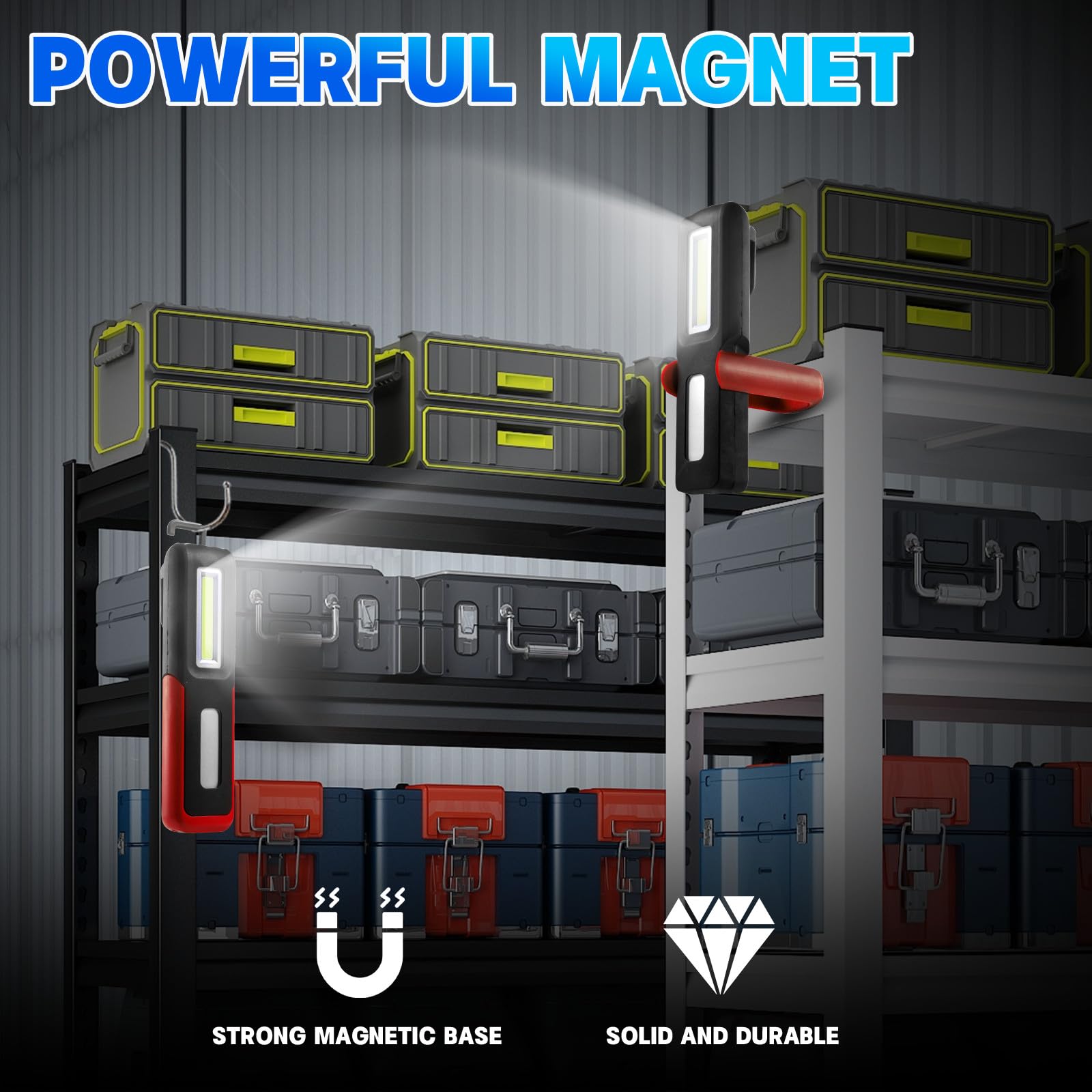 Shinrow Rechargeable Led Work Light With Magnetic Base Portable Task Inspection Trouble Lights Lamp Is Small And Reliable And Super Bright, For Tool Gifts For Men(Red)