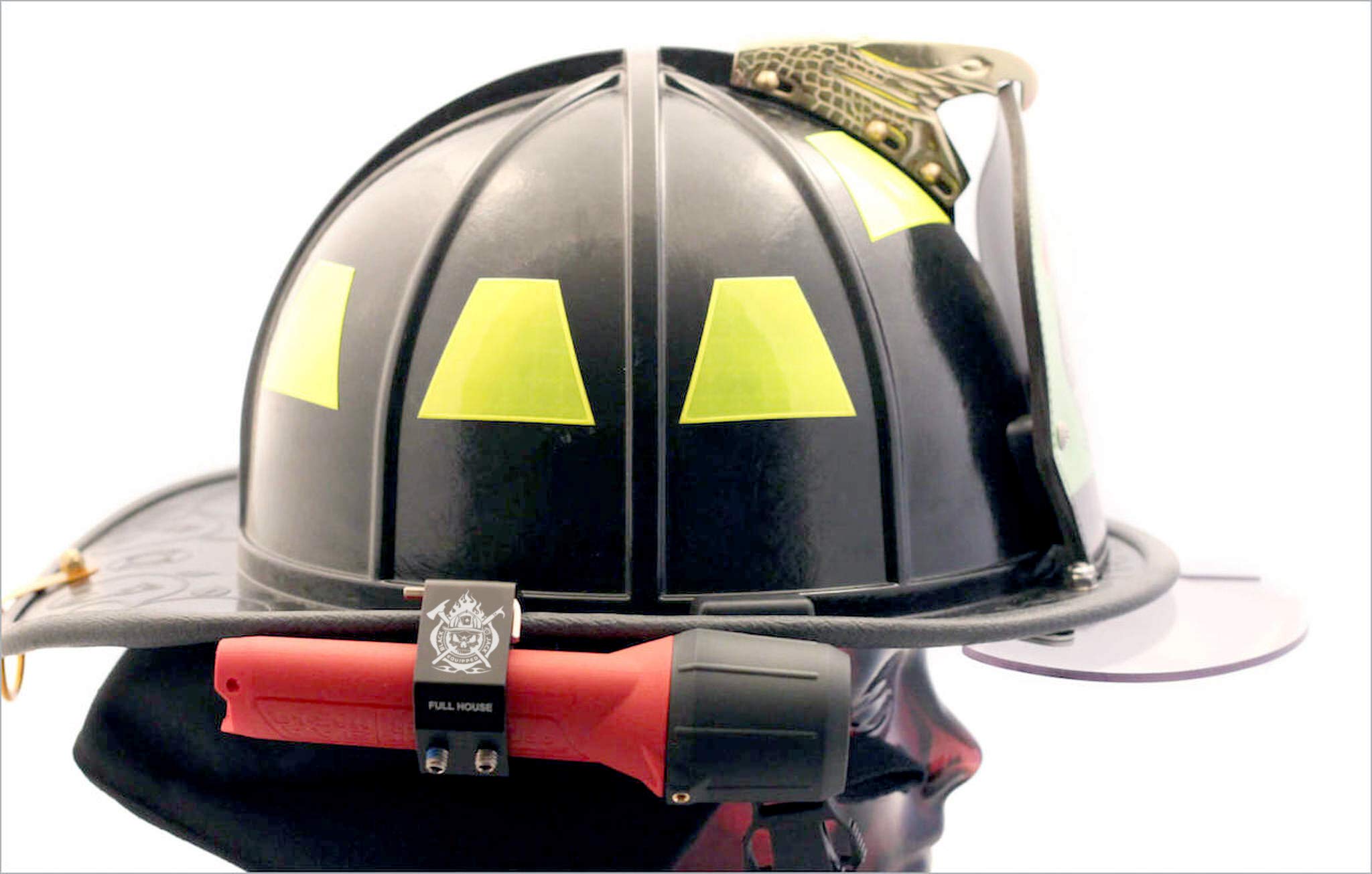 Fire Cam Blackjack Firefighter Helmet Aluminum Flashlight Holder - Durable Black Accessory