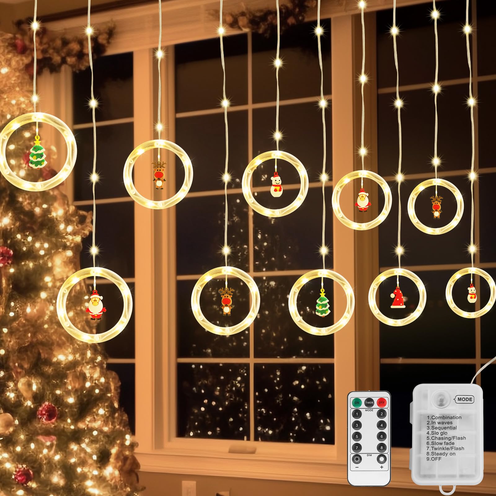 Christmas Decorations Lights Indoor/Outdoor,5M/16FT Waterproof 120LED Christmas Lights with Remote,Christmas Tree Lights with 8