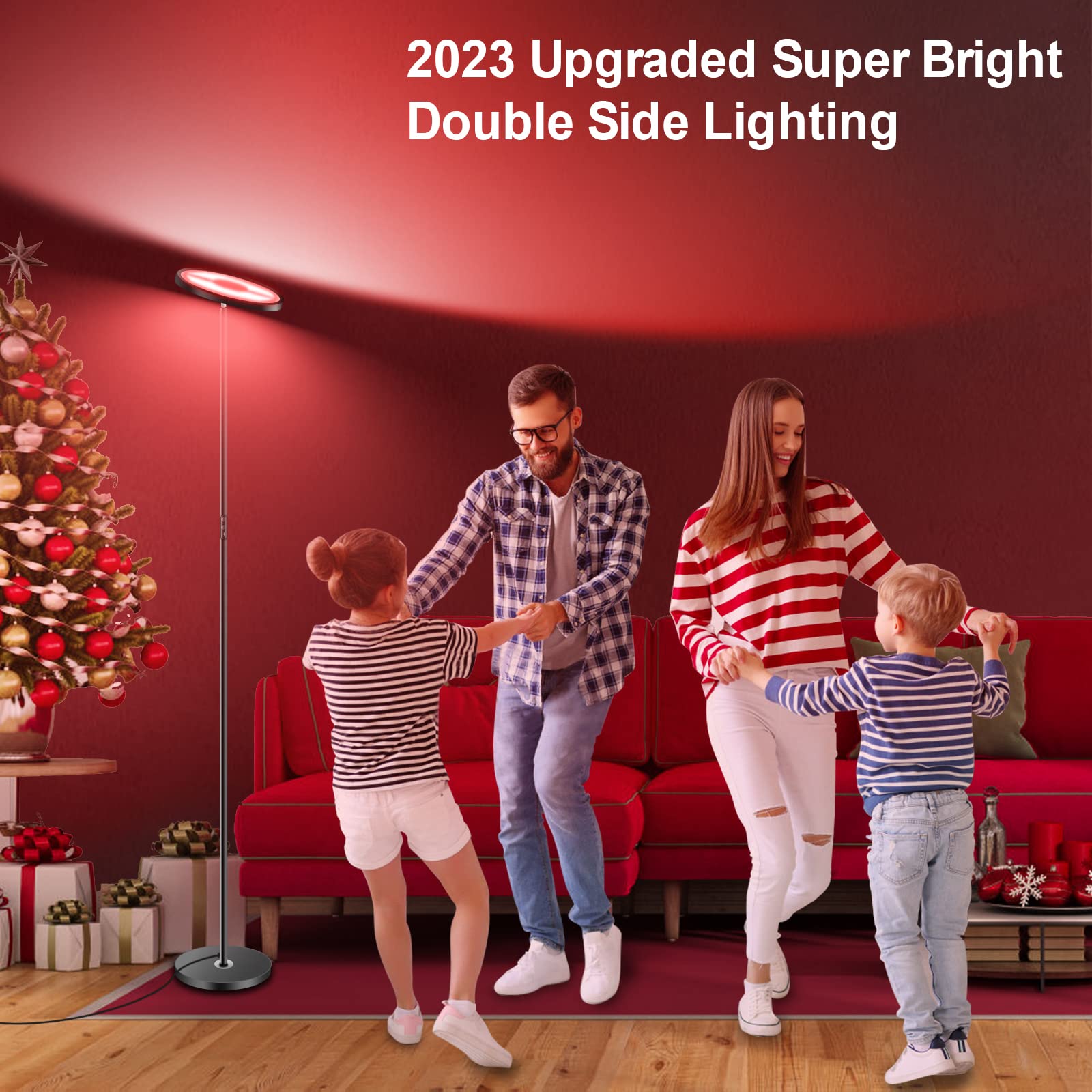 Upgraded 30W Smart Floor Lamp Compatible With Alexa, 2 In 1 Color Changing Rgb And White Light Led Lamp, Double Side Lighting Di