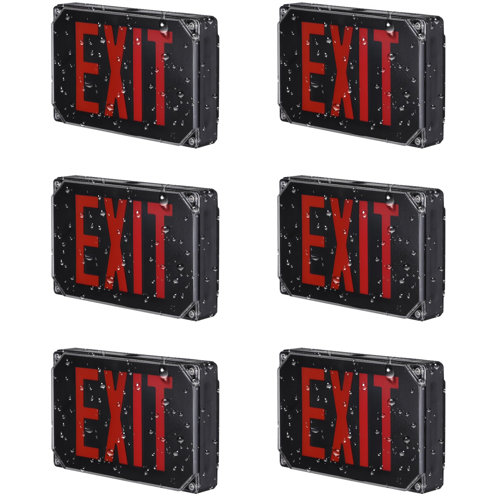 LEONLITE Red LED Exit Sign, Wet Location Exit Light with Battery Backup, UL Listed, Outdoor Hardwired Emergency Lighting with Do