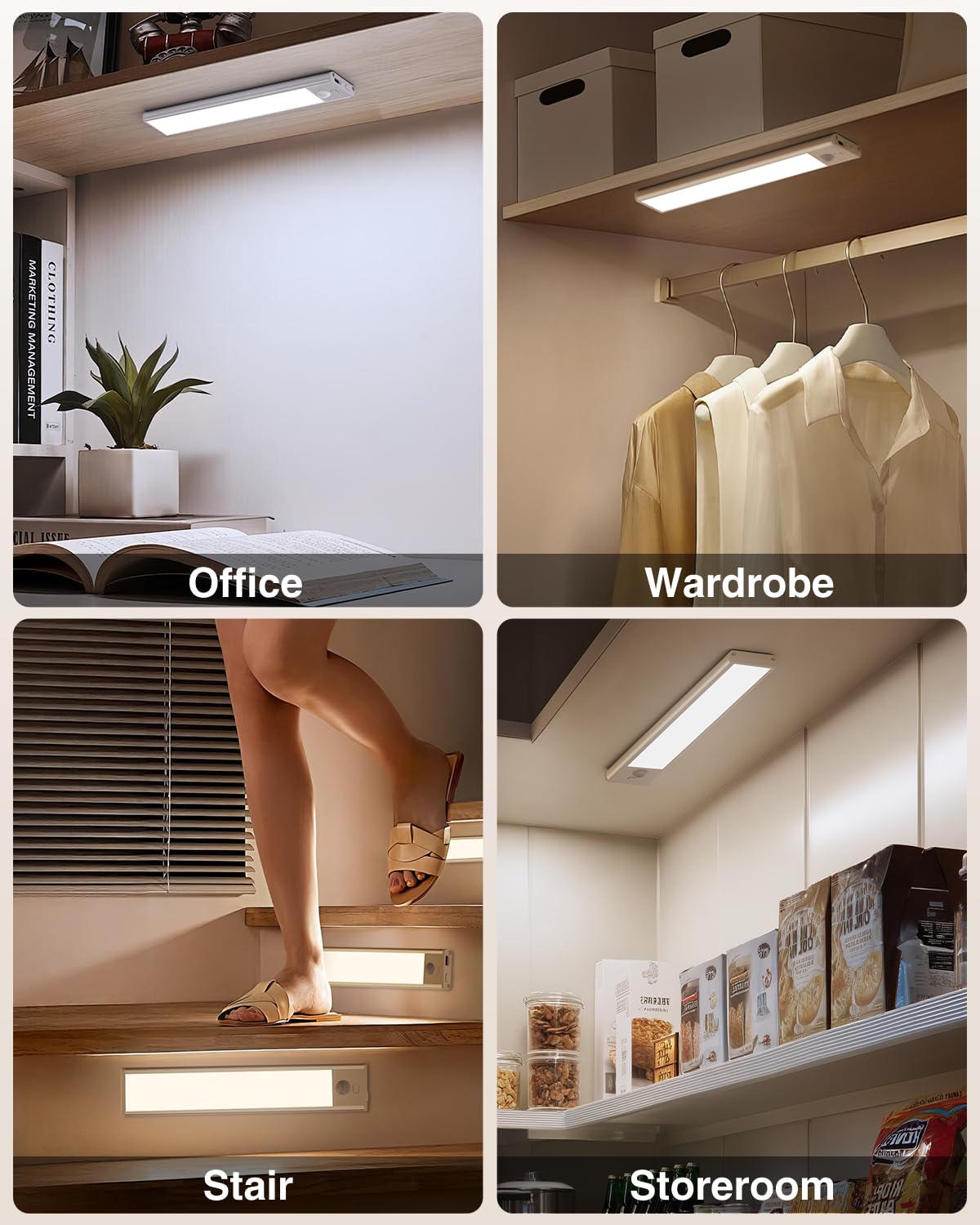 Led Under Cabinet Lighting  Battery Operated Motion Sensor Light Indoor Wireless  3 Color Temps  Usb Rechargeable Closet Light  Dimmable Under Counter Lights For Kitchen Stairs Closet Pantry  2 Pack