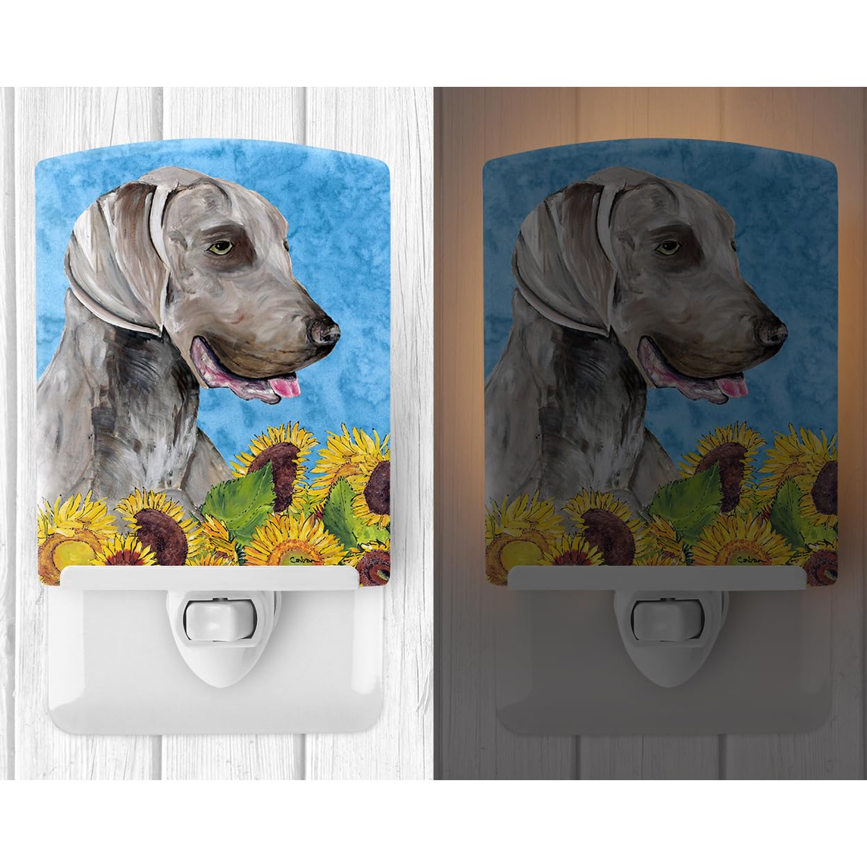 Carolines Treasures Ceramic Night Light, Weimaraner Design, UL-Certified, 6x4x3 inches, Ideal for Bedroom, Bathroom, Nursery, Multicolor