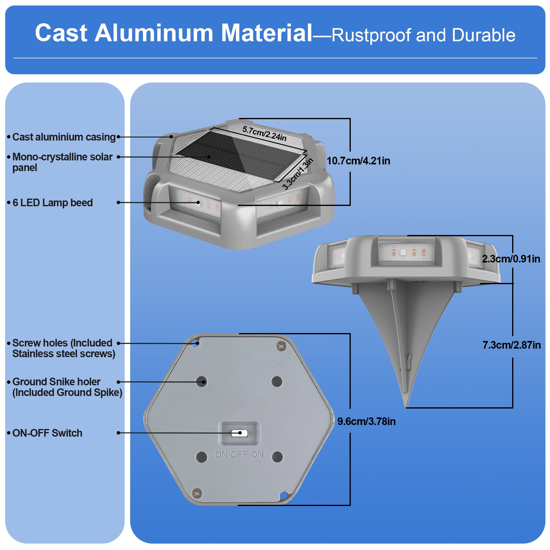 Crepow 12 Pack Green Solar Dock Lights - Waterproof Led Aluminum Driveway & Garden Pathway Lighting