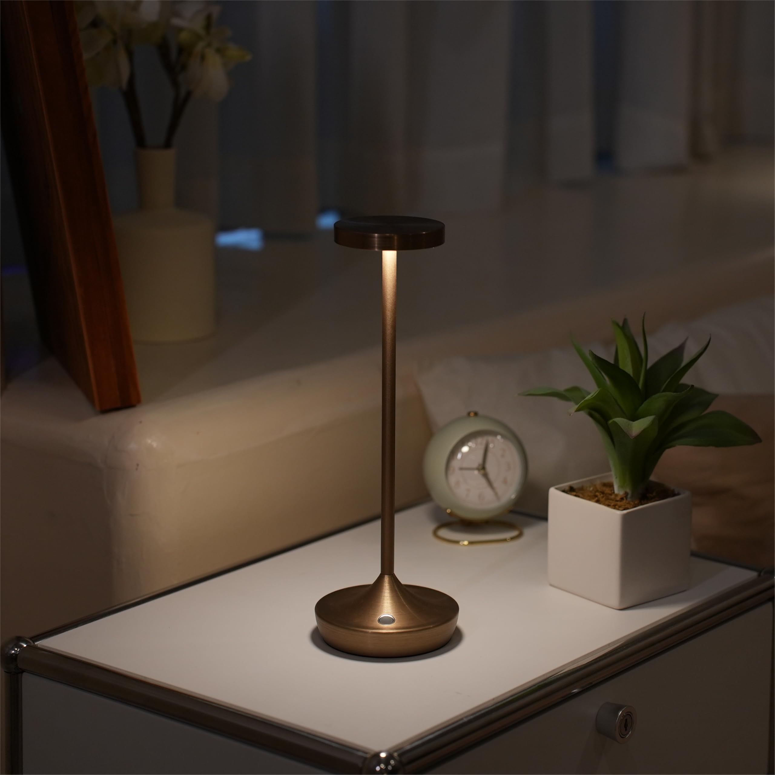 Sikevht Cordless Led Table Lamp - Rechargeable, Waterproof, 3-Color Dimming, Bronze