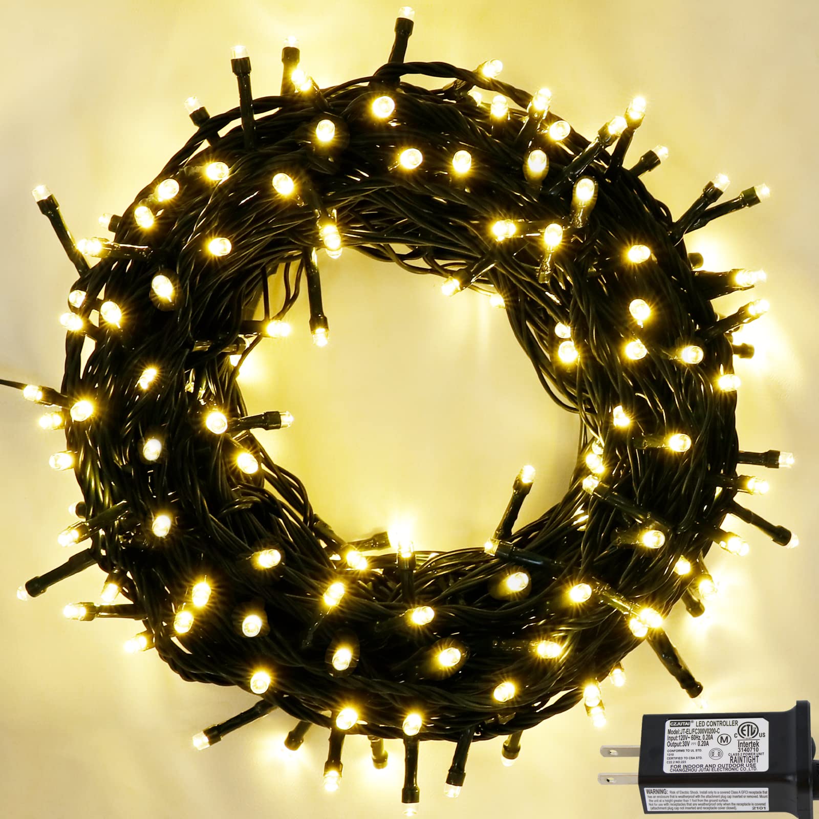 Pooqla Warm White Christmas Lights, 200 LED 66 ft Twinkle Fairy String Lights with for Indoor Outdoor Decor, 8 Modes Connectable