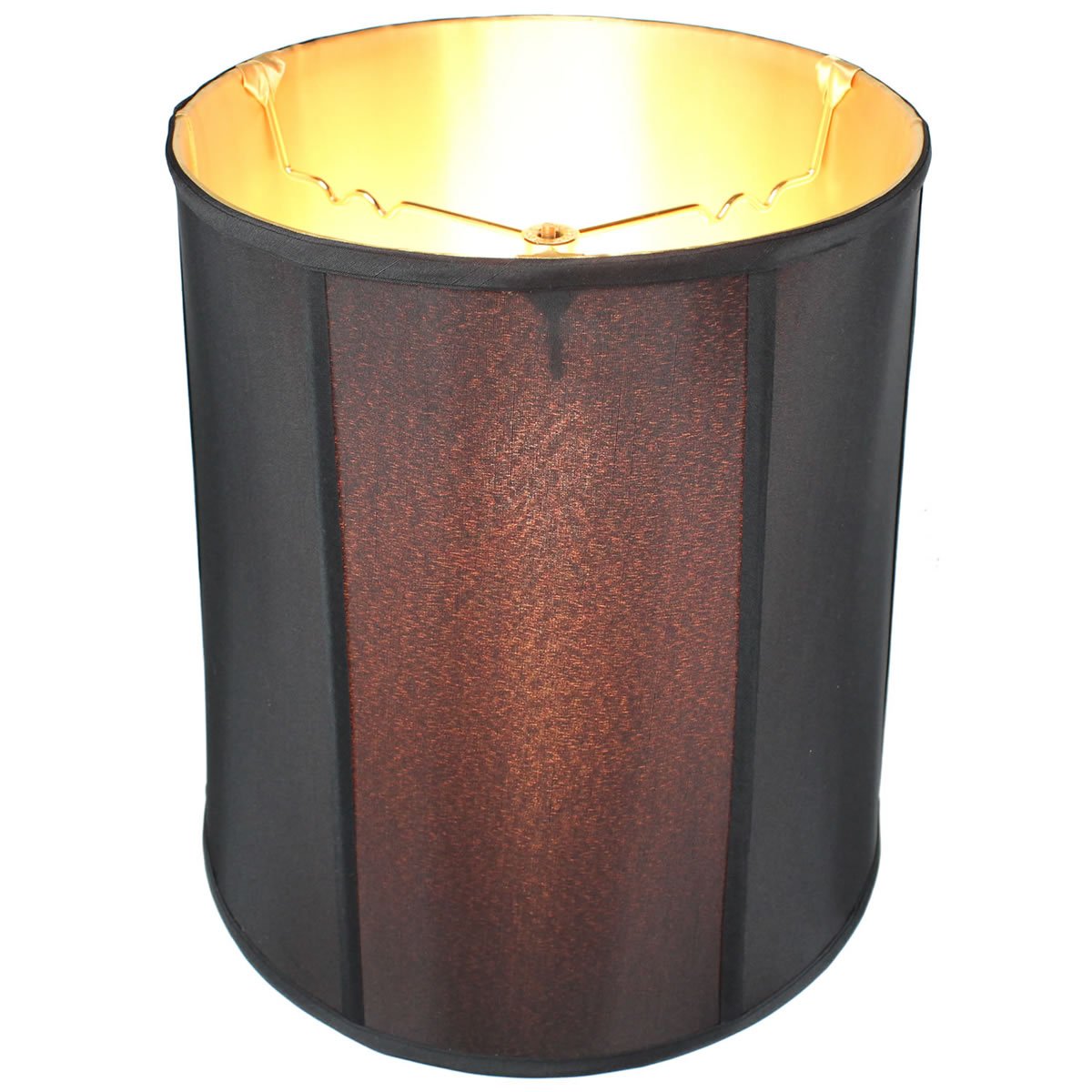 HomeConcept Prestige Drum Lampshade - 12inx14inx15in, Black Shantung Fabric, Brass Spider Fitter, Model 121415DRBK