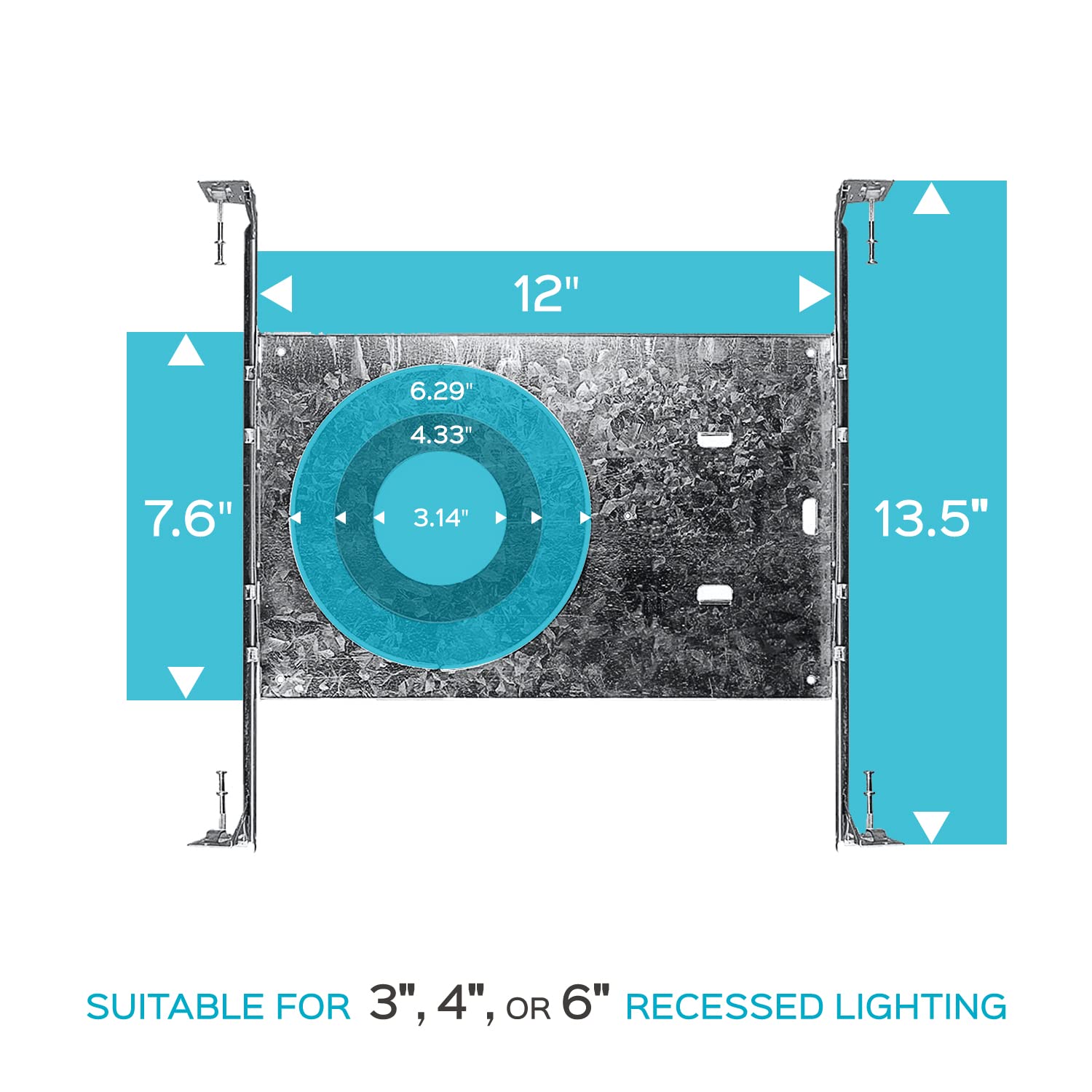 LUXRITE New Construction Mounting Plate for LED Recessed Lighting Kits, ETL Listed, 4 Pack, Model LR41002