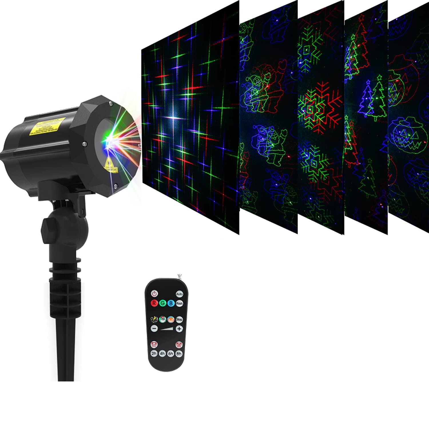 LedMAll RGB Outdoor Laser Lights - 18 Patterns, RF Remote Control, Aluminum, Black, Model X-37P