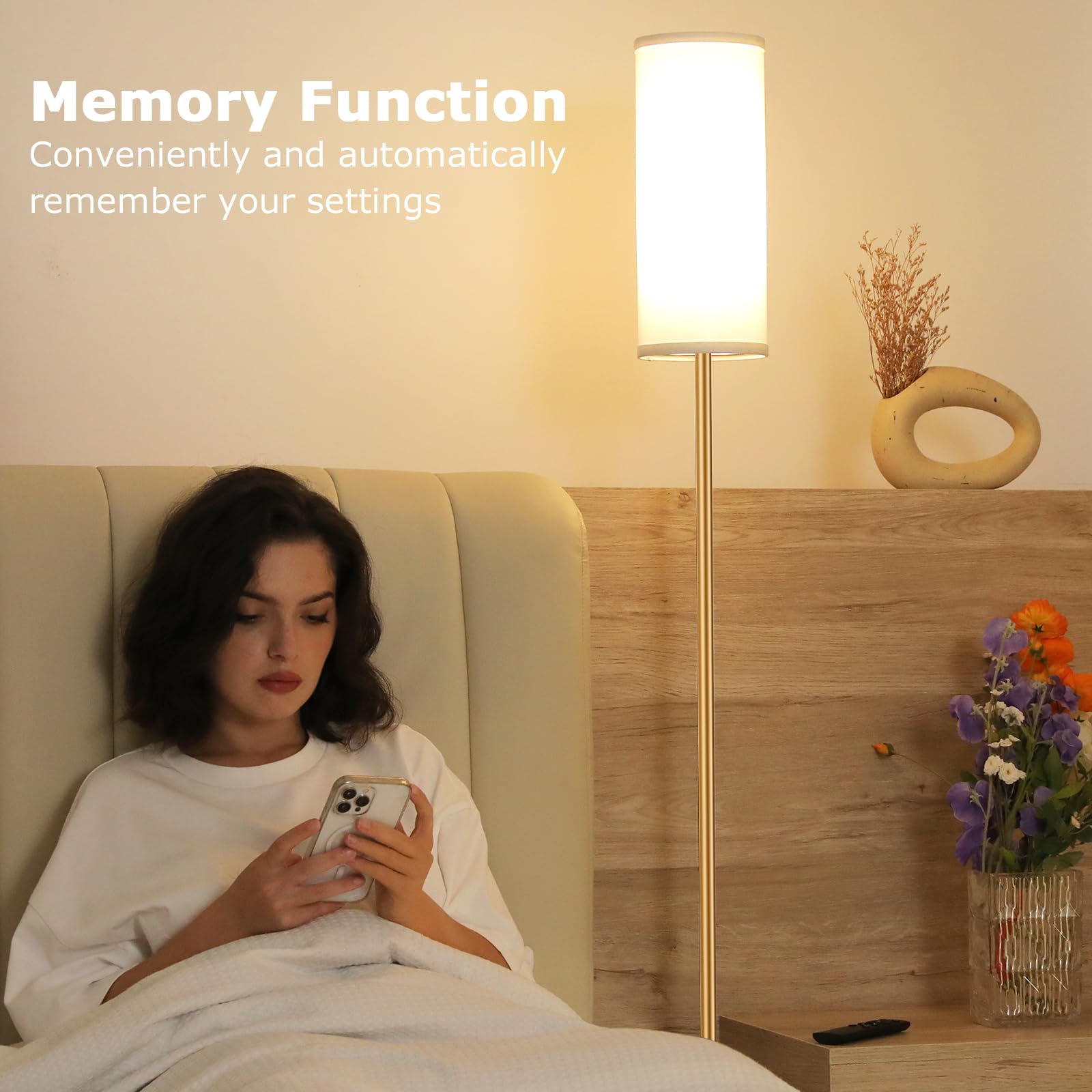 Ambimall 64'' Floor Lamps For Living Room With Remote Control And Stepless Dimmable Colors Temperature & Brightness, 9W Bulb Inc