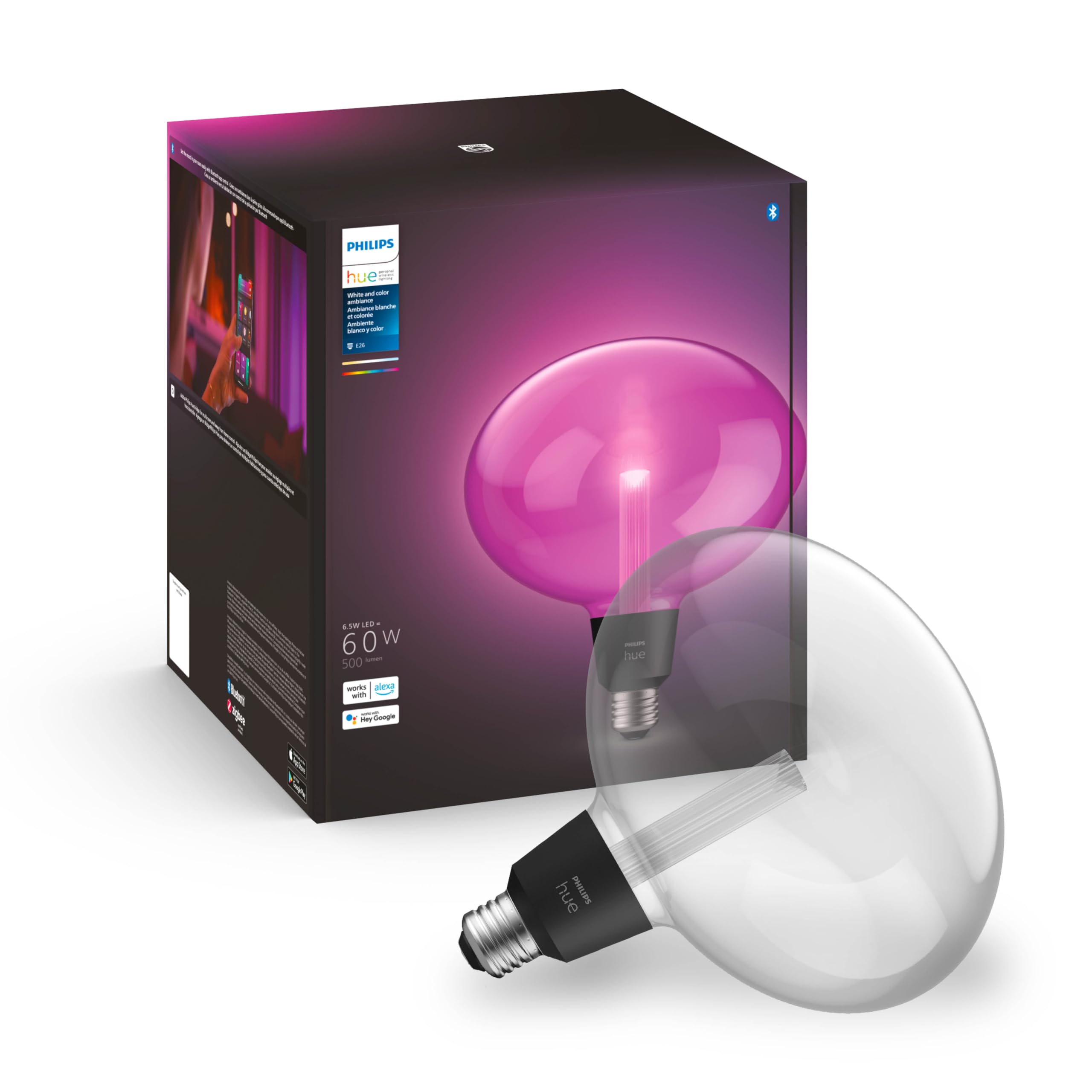 Philips Hue Lightguide Ellipse Smart Led Bulb - Handblown Glass - Color Changing Light - Compatible With Amazon Alexa, Apple Hom