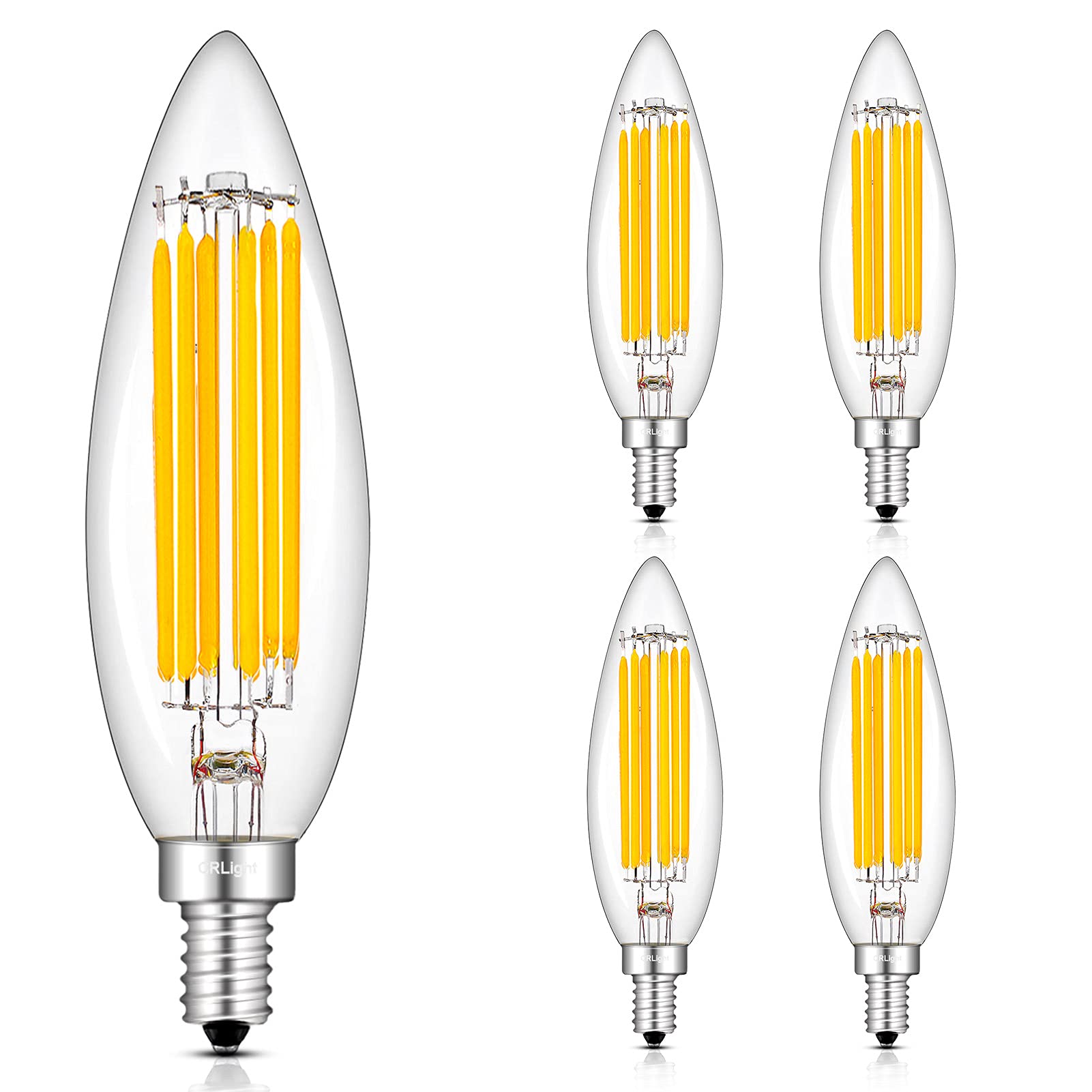 Crlight 10W Dimmable Led Candelabra Bulb 3200K Soft White, 900Lm E12, 