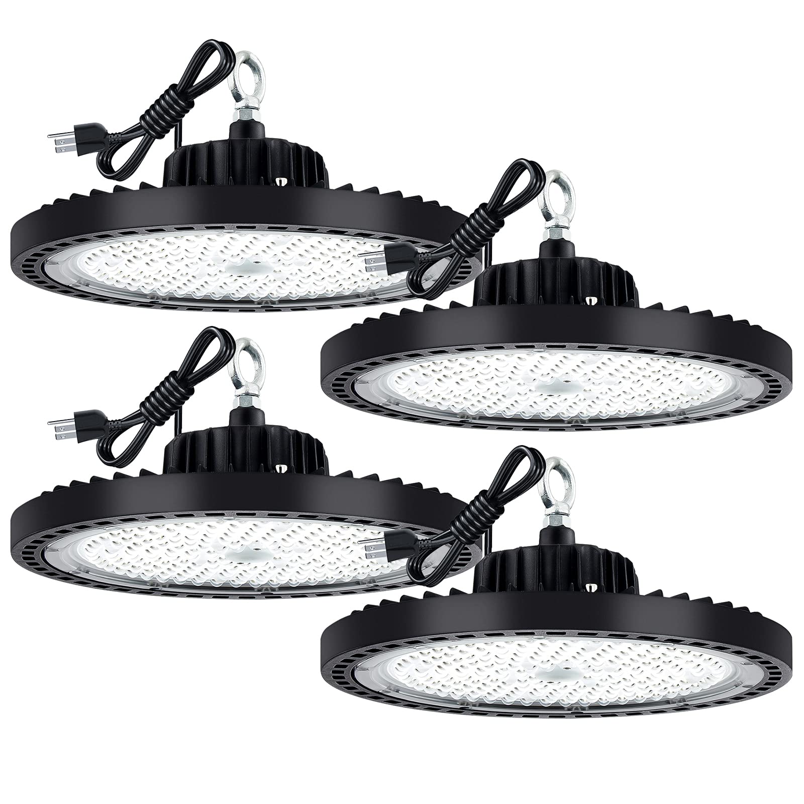 Evbforu 4 Pack Ufo Led High Bay Light 150W, High Bay Led Lights 21,000Lm (160Lm/W), 5000K Led Shop Light With Ip66 Commercial Warehouse Area Light For Wet Location Area, Workshop, Garage