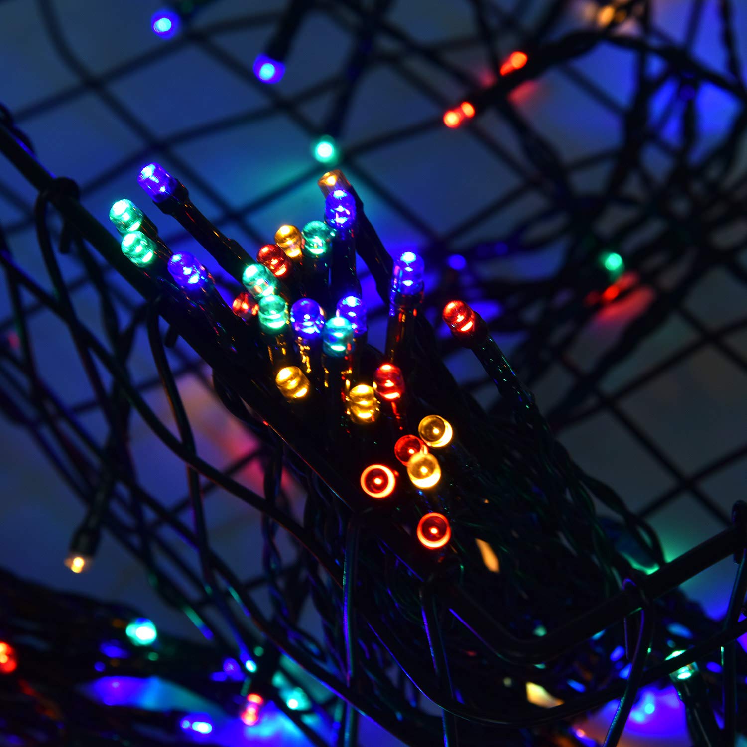 Amadecohome 2 Pack Solar String Lights, 8 Modes Outdoor 42Ft 100Led Waterproof Lights For Garden, Tree, Yard, Christmas, Wedding, Party (Multicolor)