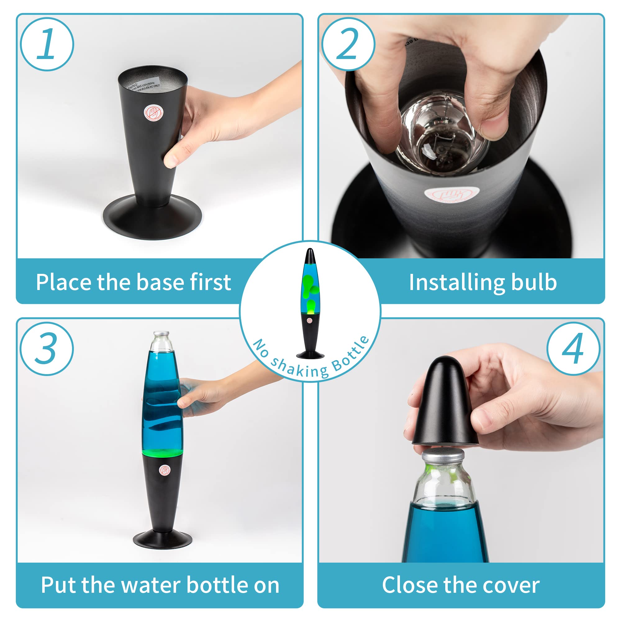 EDIER Magma Lamp, 16 Inch Black Motion Lamp Blue with Yellow Wax Relaxing Night Light for Adults Night Light for Home Office Dec