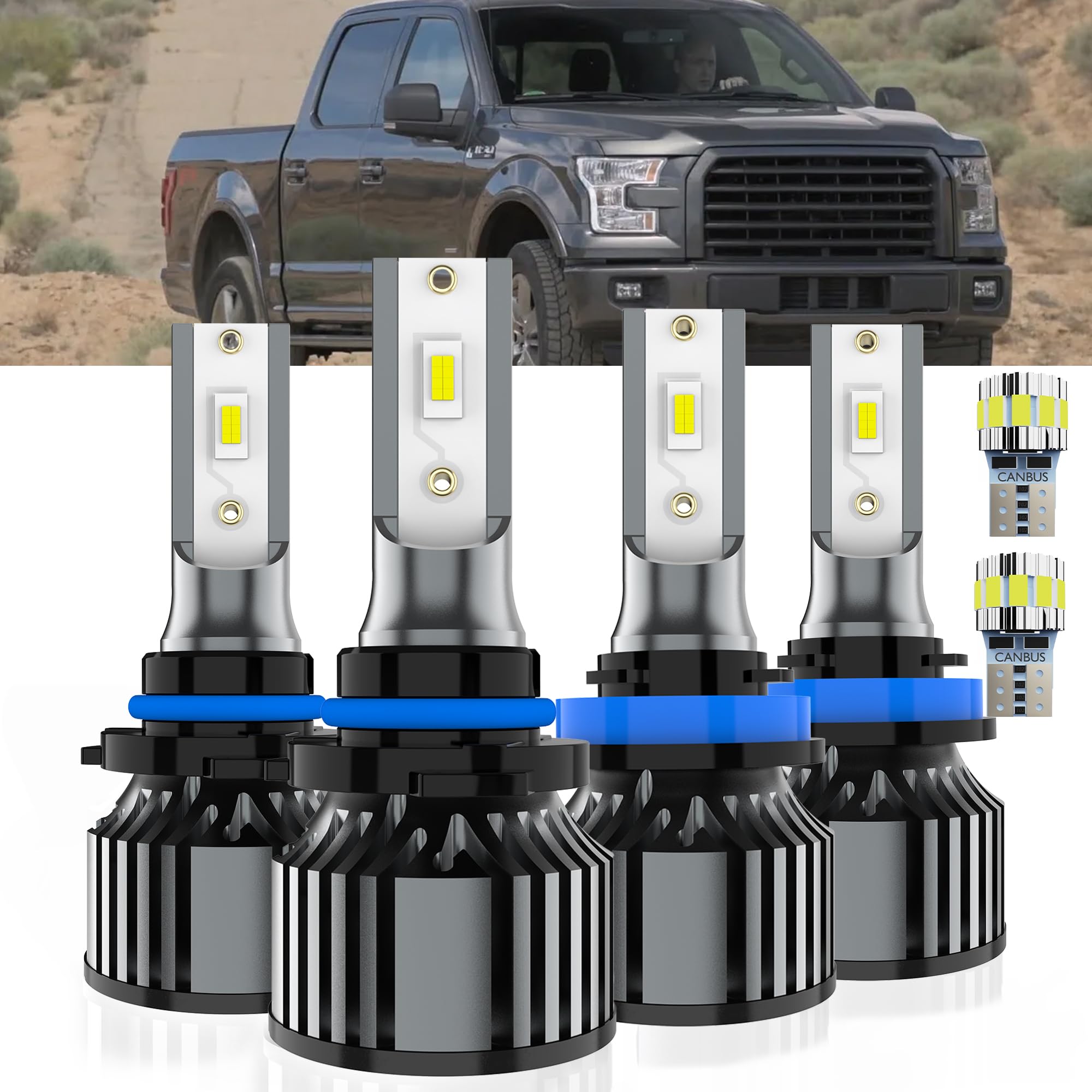 AYOTZIH Bulbs Fit For Ford Edge 2007-2010 & 2015-2020 2021 2022 2023, High Beams+ Low Beams+ License Plate Lights Combo, 400% Br