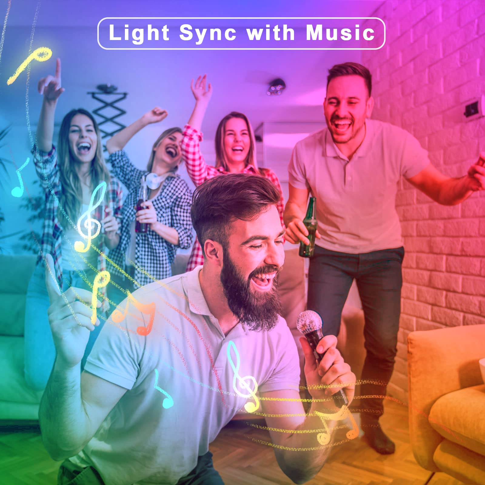 Tatazone Rgbww Bluetooth Led Strip Lights, 16.4Ft Tunable White 3000K To 6500K+Rgb Led Light Strips, Music Sync Color Changing I