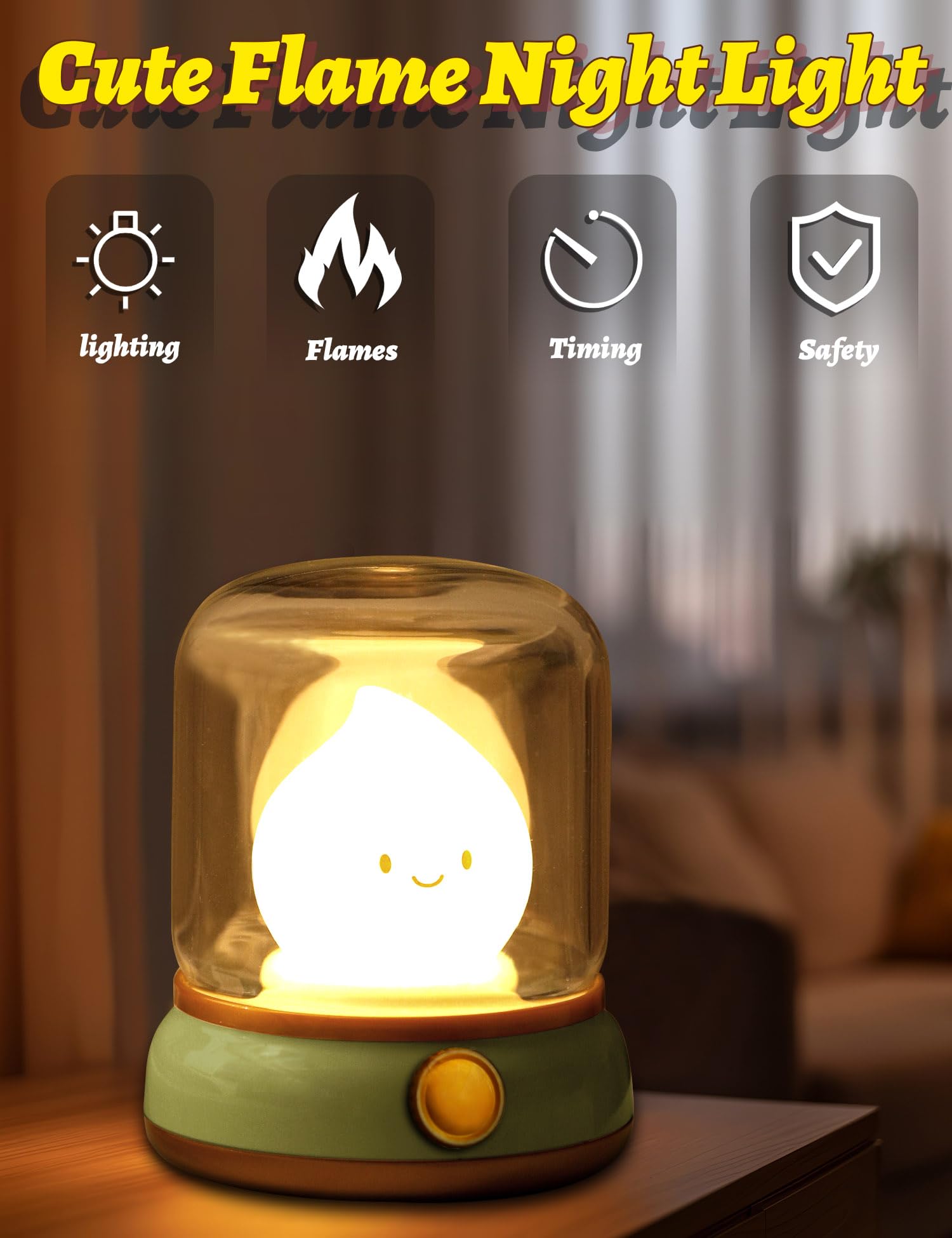 Bandiancy Cute Kerosene Night Light, Cozy Light,Rechargeable Night Light,Shower Lamp, Lovely Decoration, Night Lights For Adults,Cool Lamp,Suitable For A Variety Of Holiday Gifts Halloween