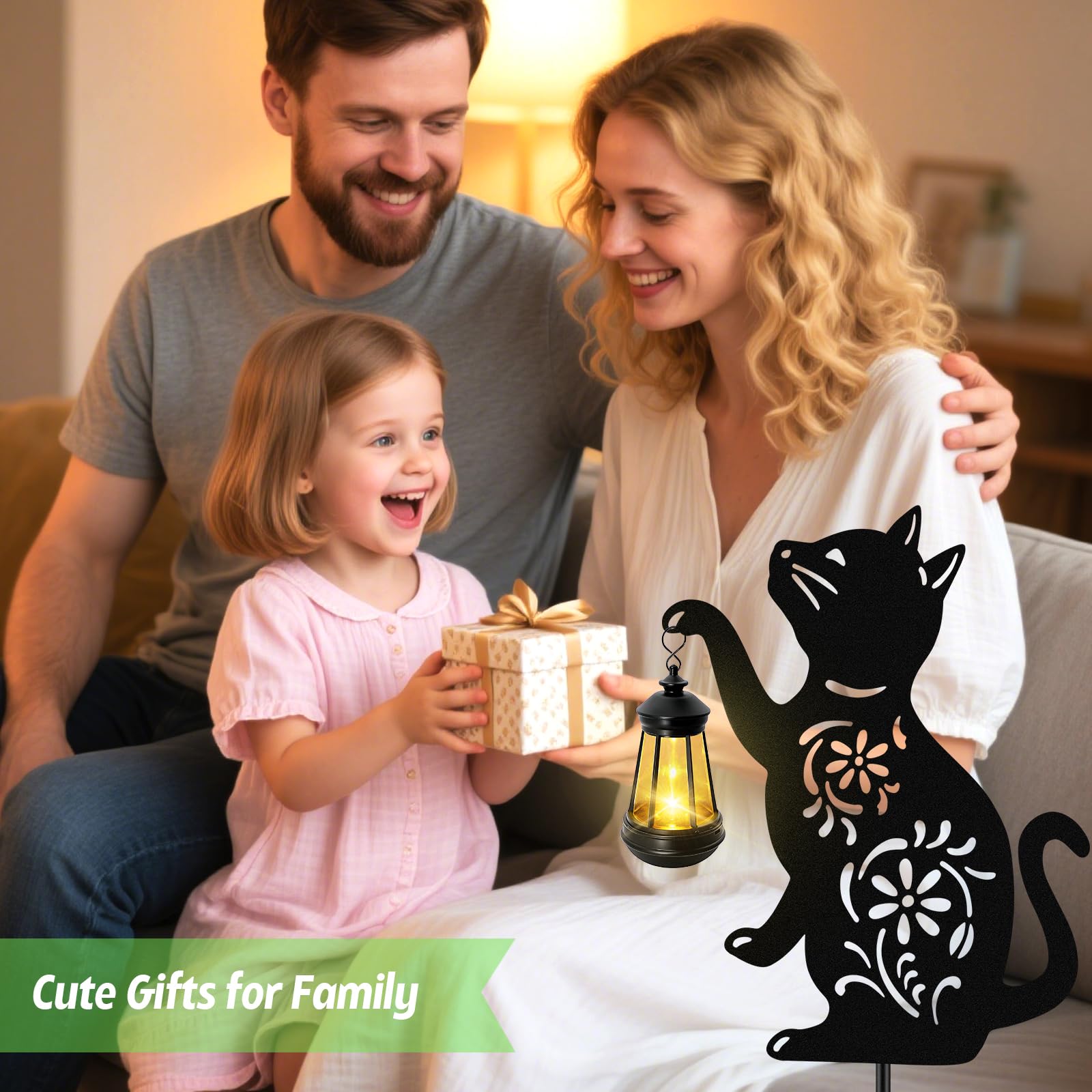 Solar Cat Hanging Lantern Outdoor  2 Pack Hristmas Black Cat Solar Lights  Cat Lover Gifts For Women Mom Grandma Birthday MotherS Day Waterproof Garden Ornaments Decor Outside Backyard Patio Pathway