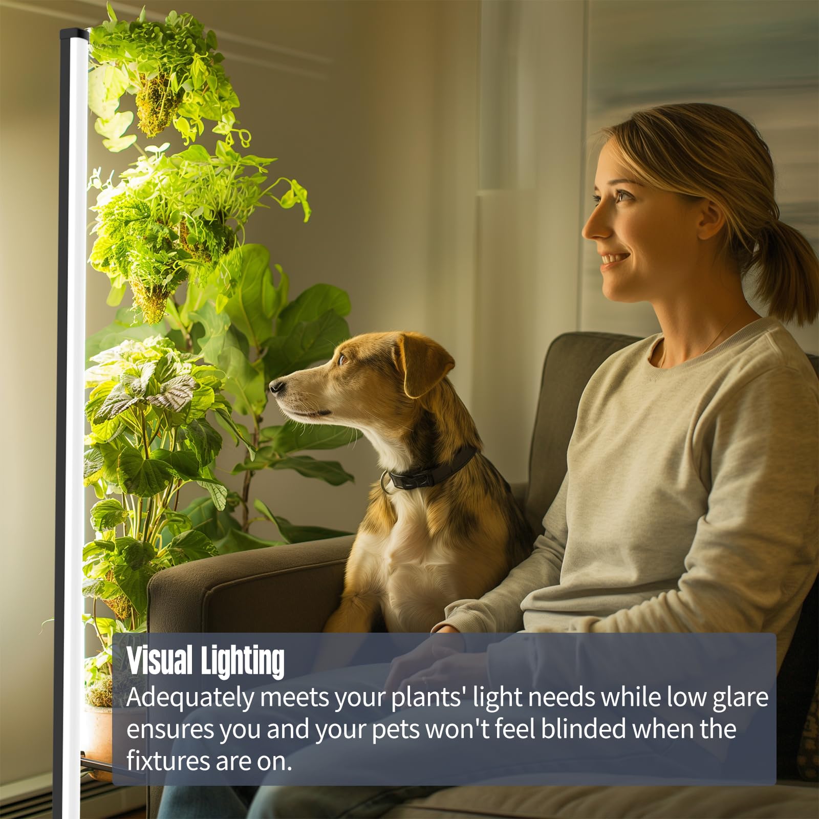 Glowrium Standing Grow Light For Indoor Plants,45In Full Spectrum Vertical Plant Light,3 Light Modes,Auto-Timer,6-Level Dimmable,Suitable For Wide Area Coverage In Indoor Plants (3-Section)