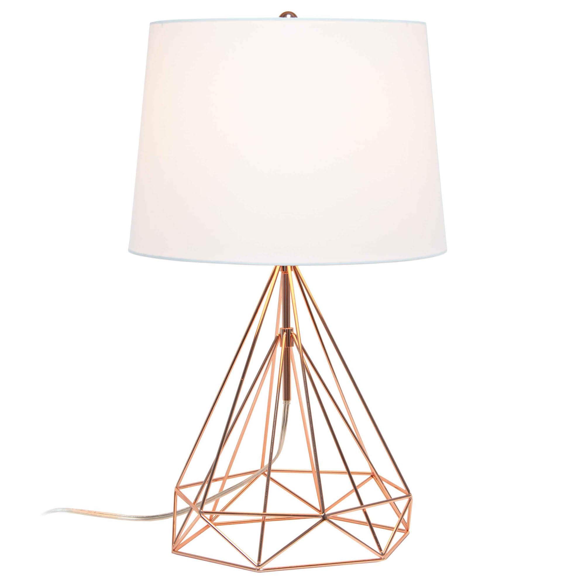 LALIA HOME Decorative Table Lamp, Rose Gold Metal Base, White Fabric Shade, Model LHT-5024-RG